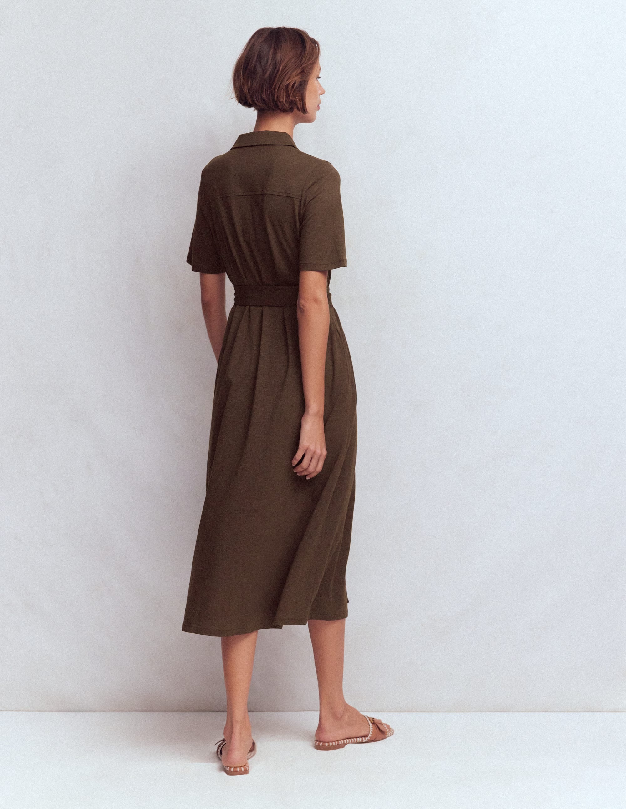 Mavis Midi-Hemdblusenkleid aus Jersey-Bitterschokolade - Image 3