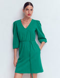 Robe Cary col V en jersey-Bleu sarcelle profond