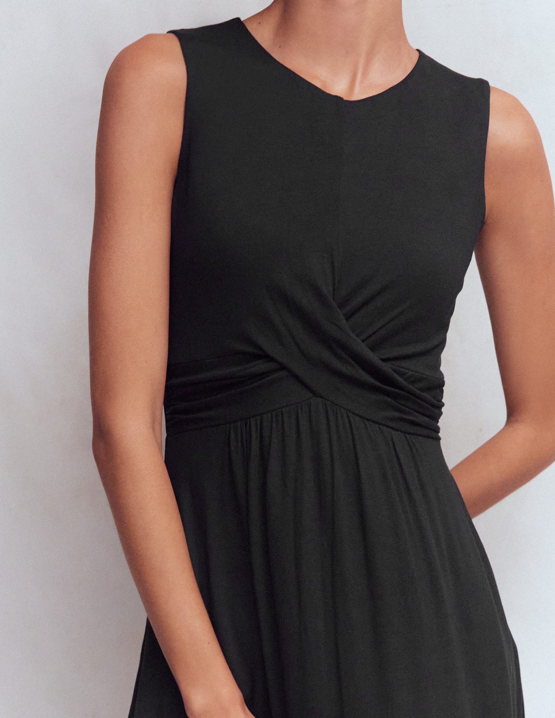 Zara Cross Waist Jersey Dress-Black-2