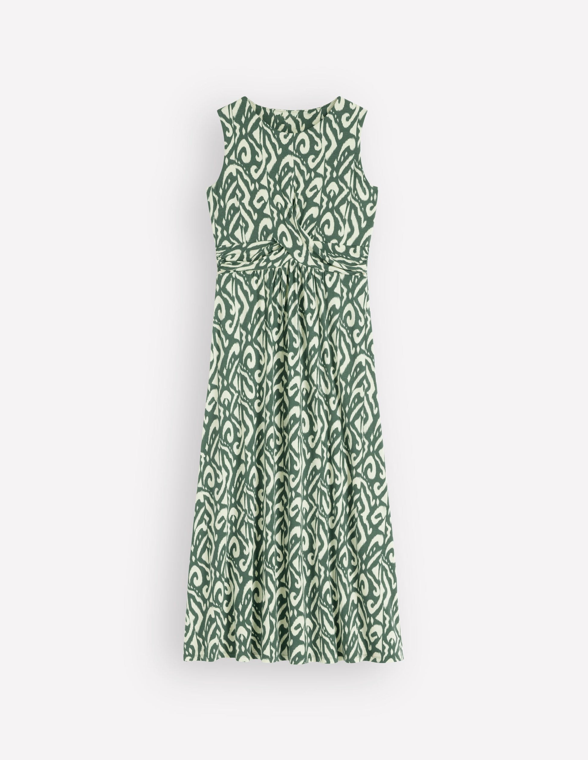 Zara Cross Waist Jersey Dress-Hunter Green, Ikat-5