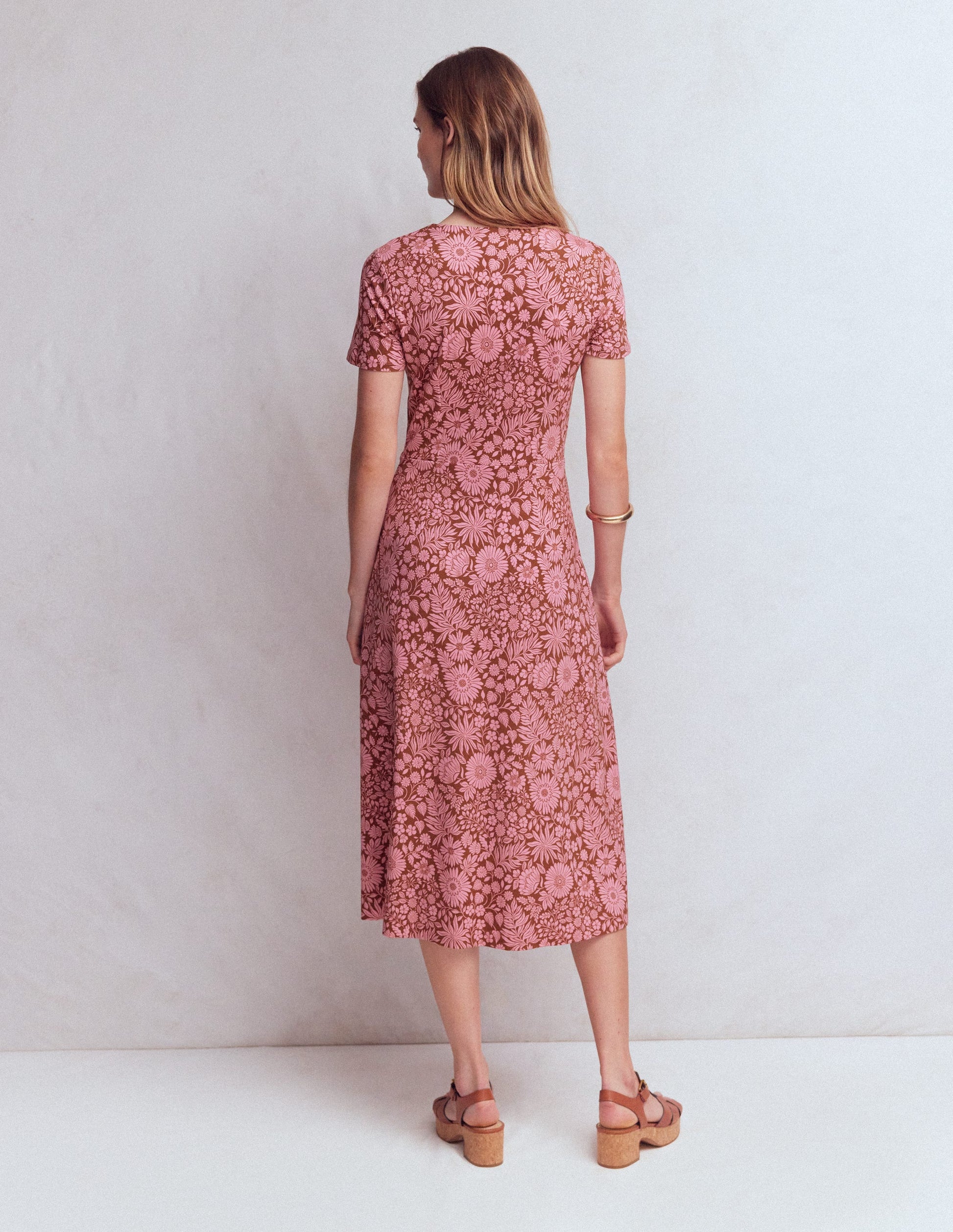 Una Ponte-Kleid mit Raffung vorn-Rotbraun, Blühendes Blumenbeet-3