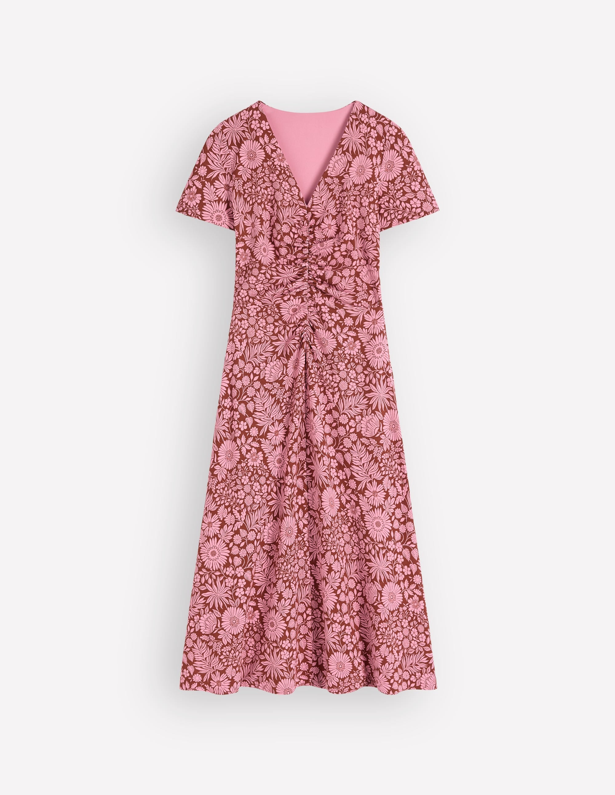Una Ponte-Kleid mit Raffung vorn-Rotbraun, Blühendes Blumenbeet - Image 6