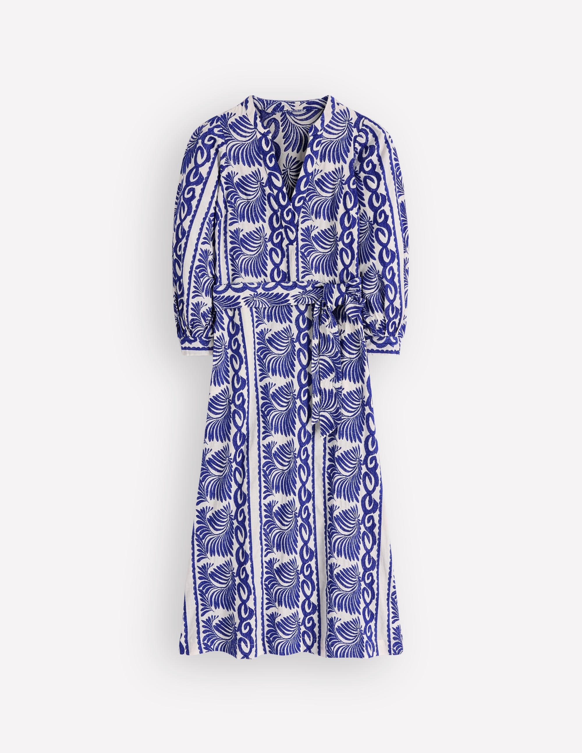 Octavia Baumwollkleid-Blau Naturweiß Stickerei - Image 6