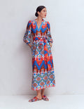 Octavia Baumwollkleid-Bunt Traumhaftes Ikat-Muster