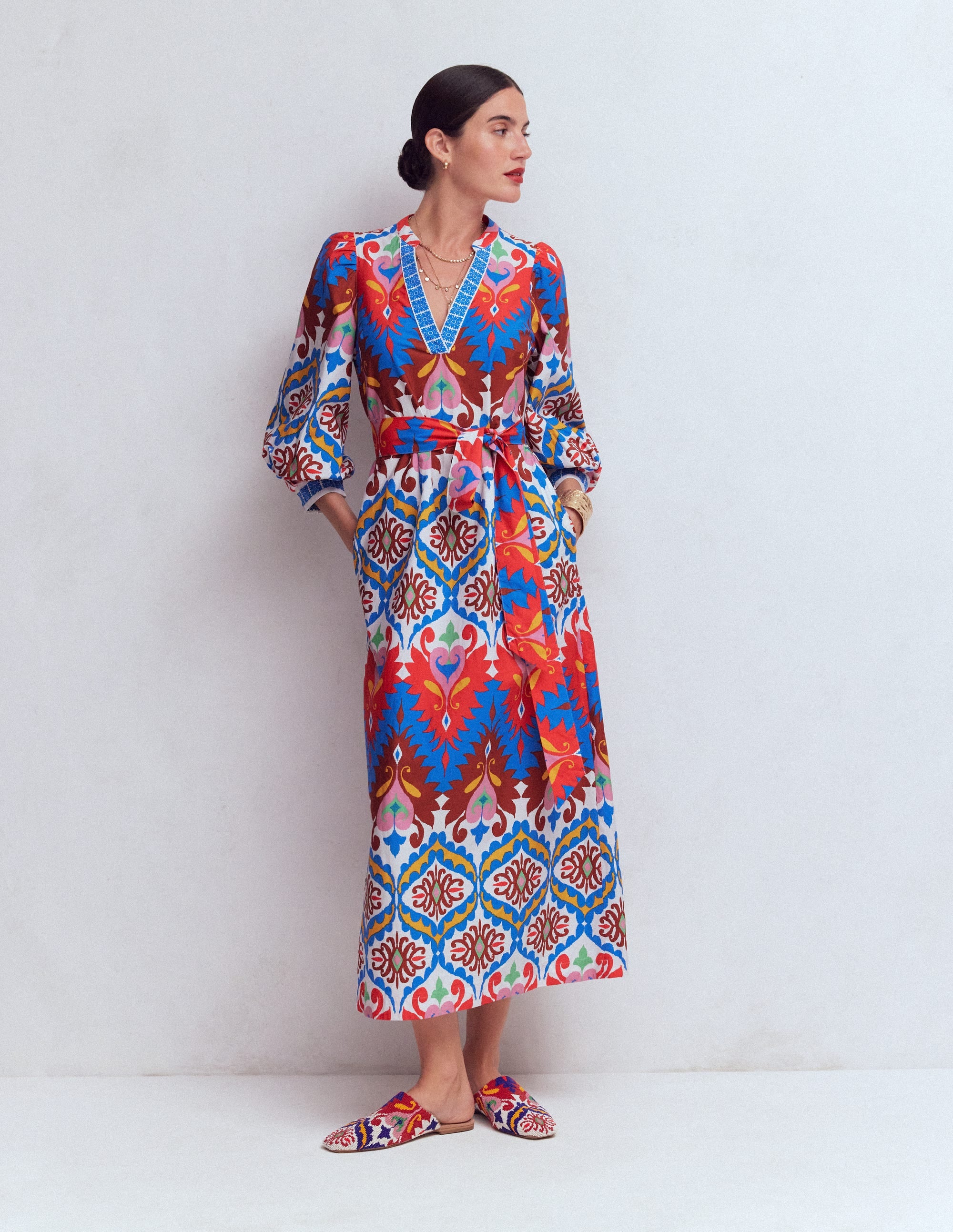 Octavia Baumwollkleid-Bunt Traumhaftes Ikat-Muster - Image 1