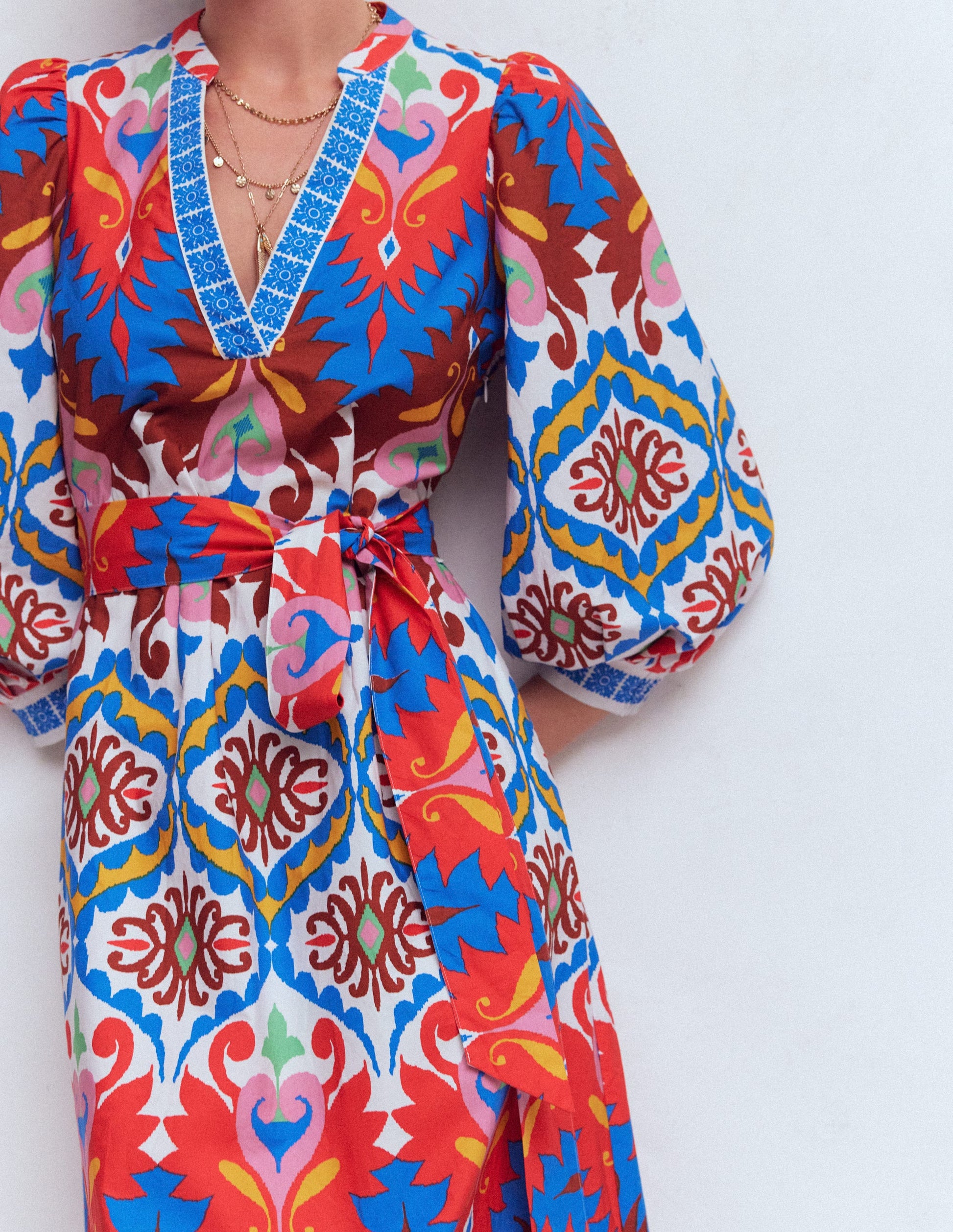 Octavia Baumwollkleid-Bunt Traumhaftes Ikat-Muster-2