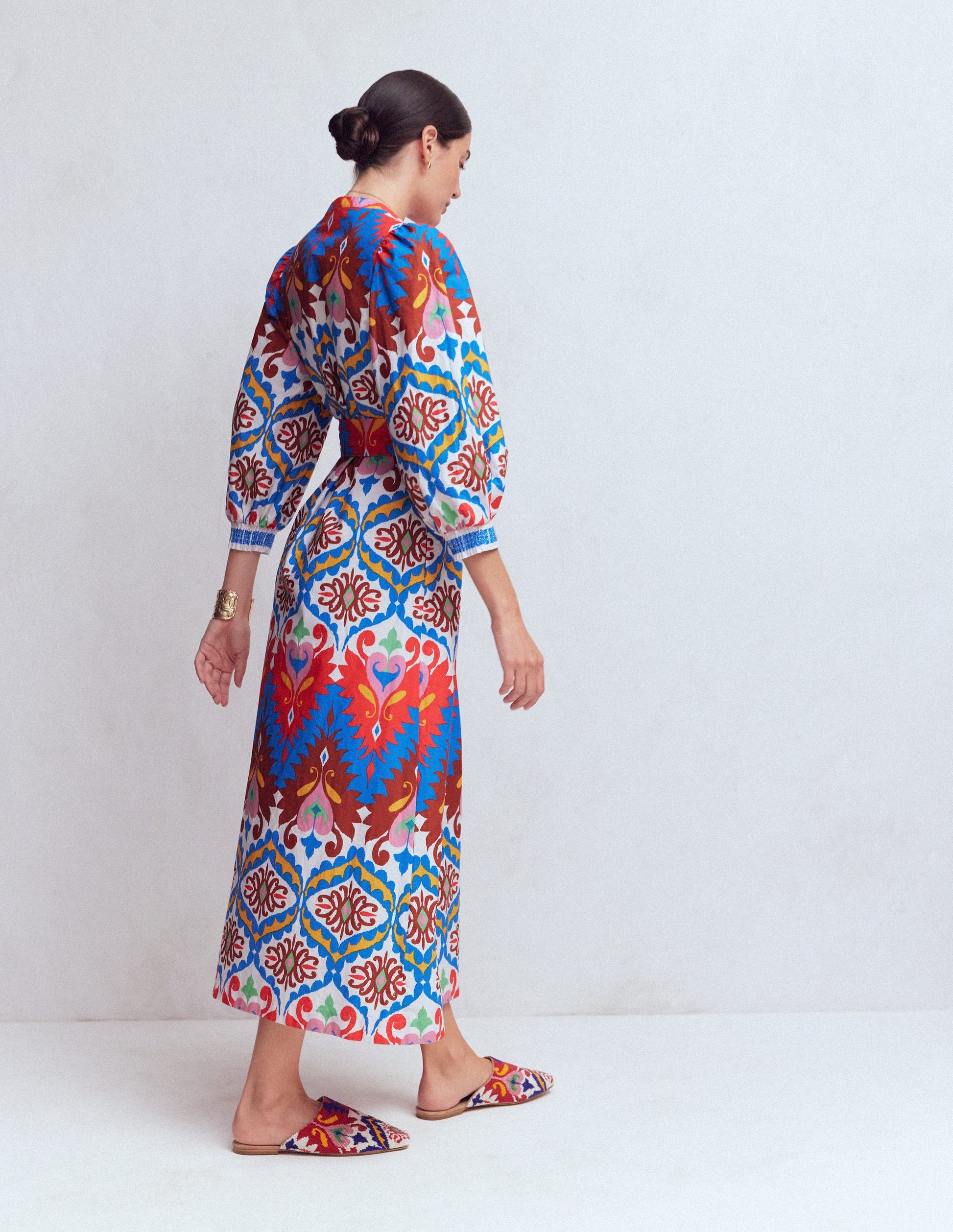 Octavia Baumwollkleid-Bunt Traumhaftes Ikat-Muster-3