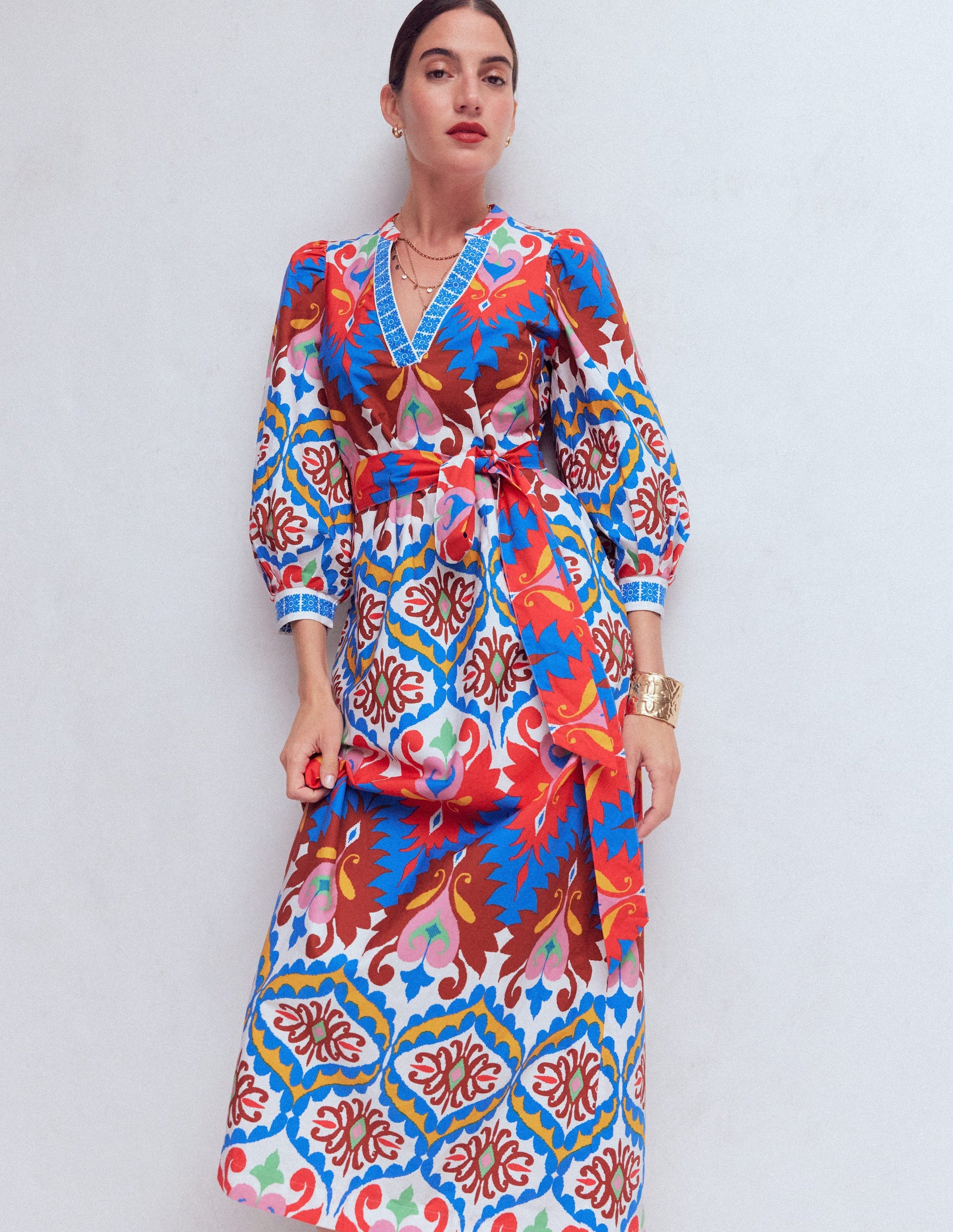 Octavia Baumwollkleid-Bunt Traumhaftes Ikat-Muster-4