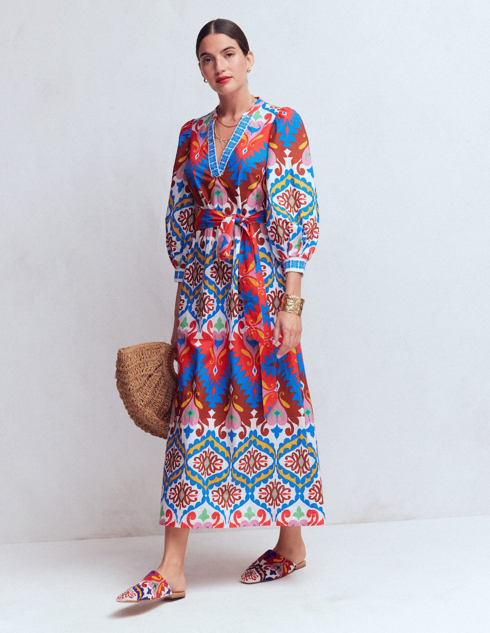 Octavia Baumwollkleid-Bunt Traumhaftes Ikat-Muster-5