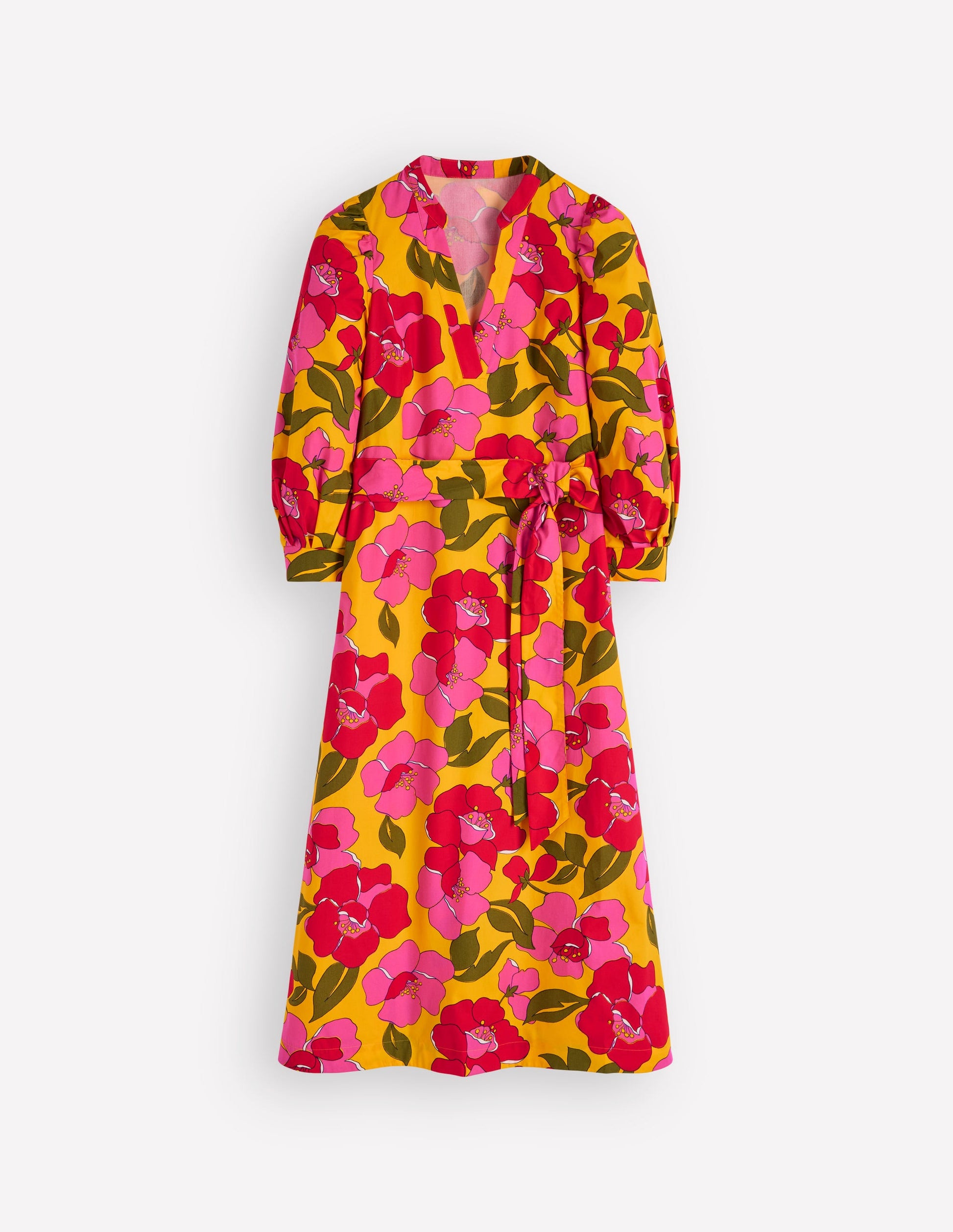 Octavia Baumwollkleid-Gelb Strahlende Blüten-8