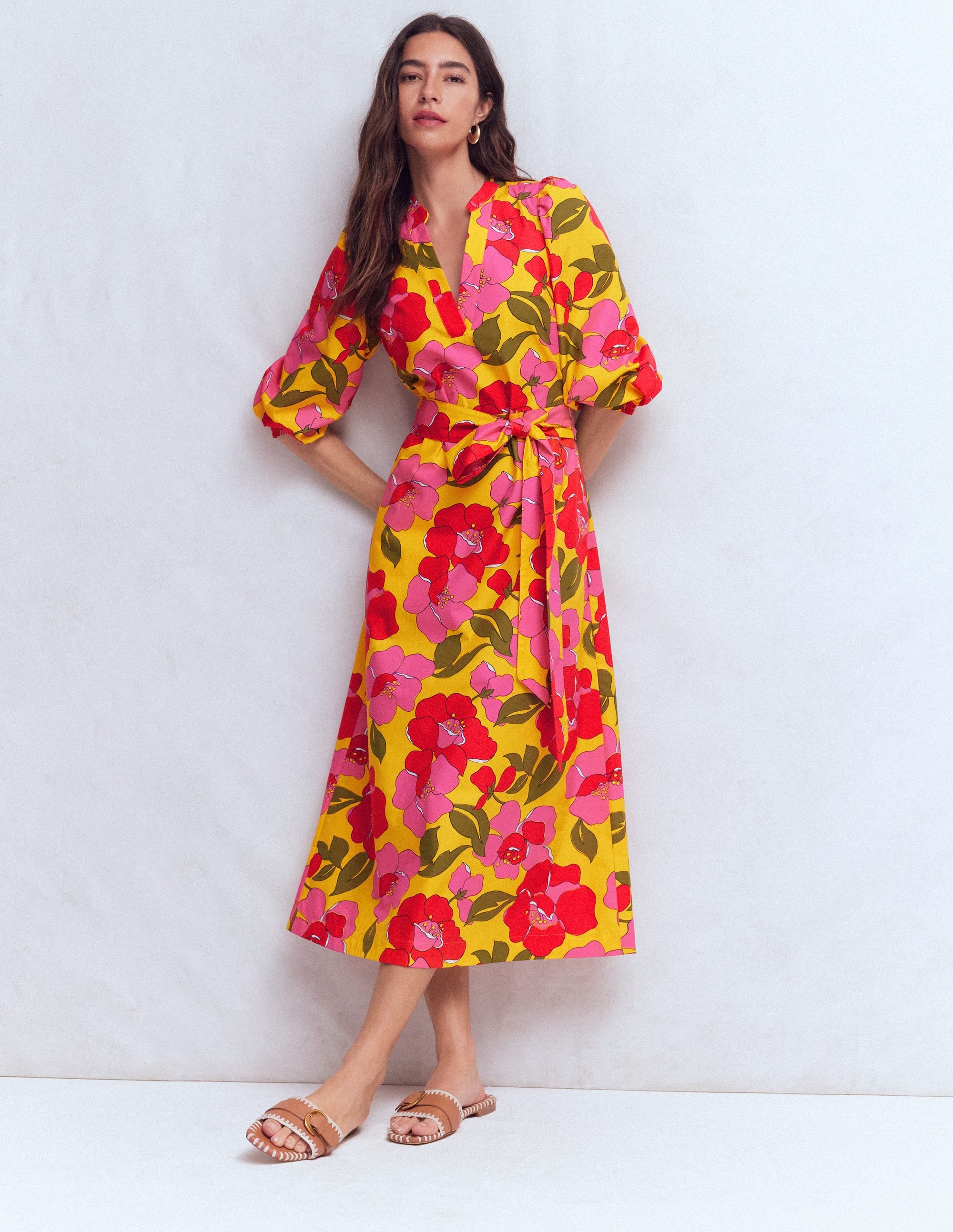 Octavia Baumwollkleid-Gelb Strahlende Blüten - Image 2