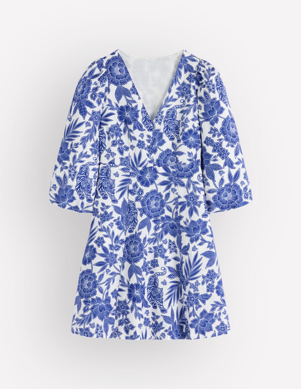 Robe courte Marla en lin mélangé-Motif Tigers Paradise bleu - Image 6