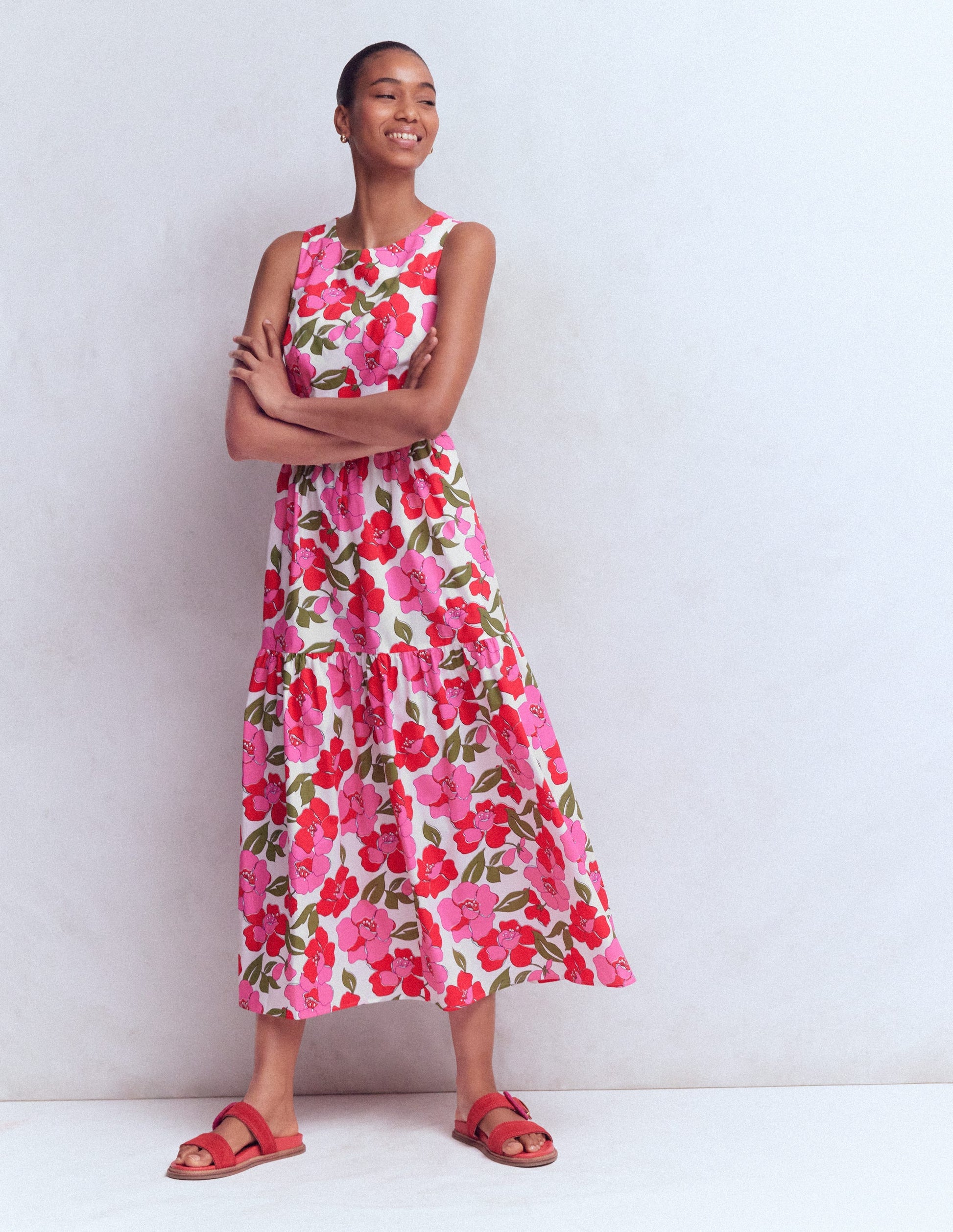 Ärmelloses Popeline-Kleid-Rosa Strahlende Blüte-3
