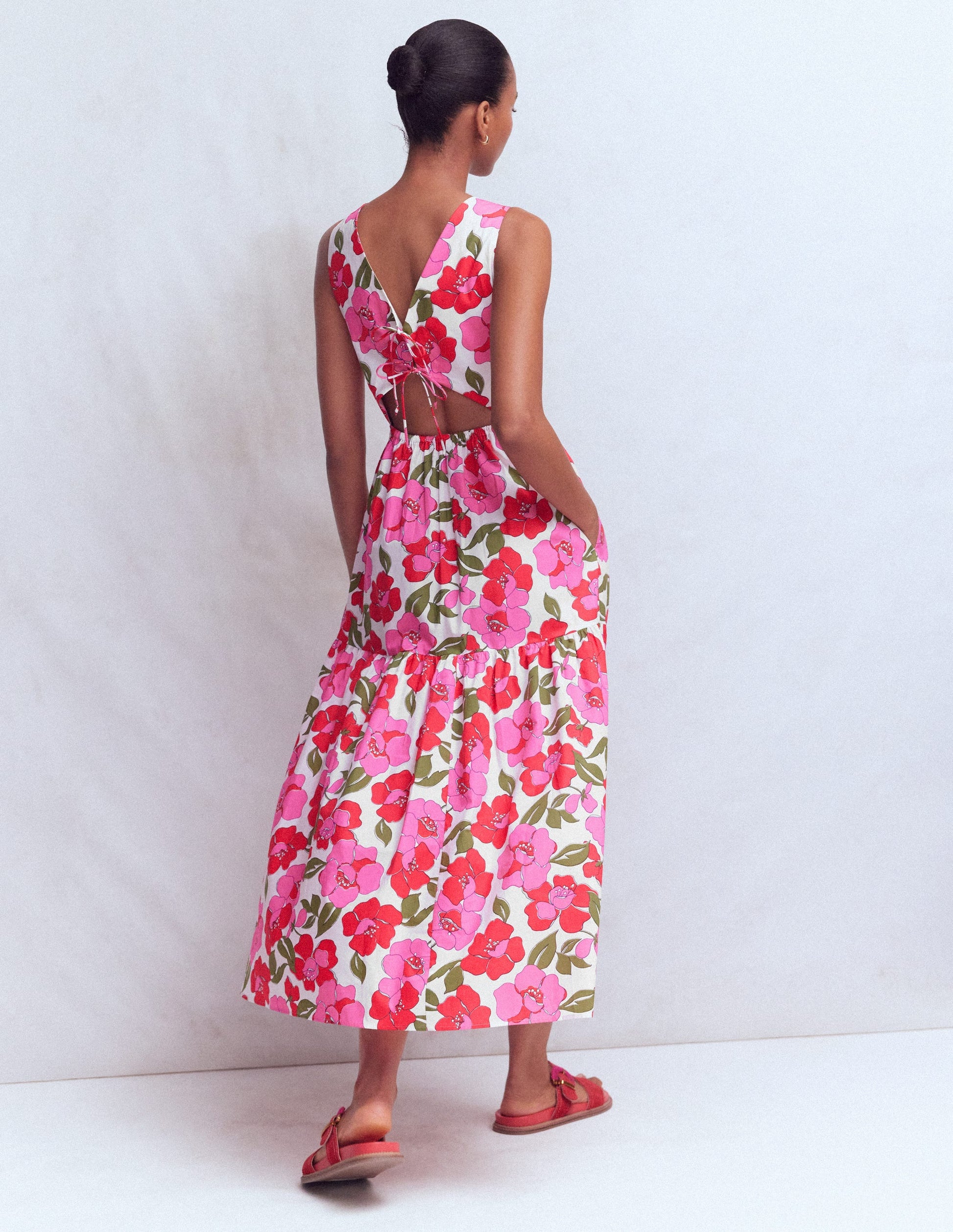 Ärmelloses Popeline-Kleid-Rosa Strahlende Blüte-5