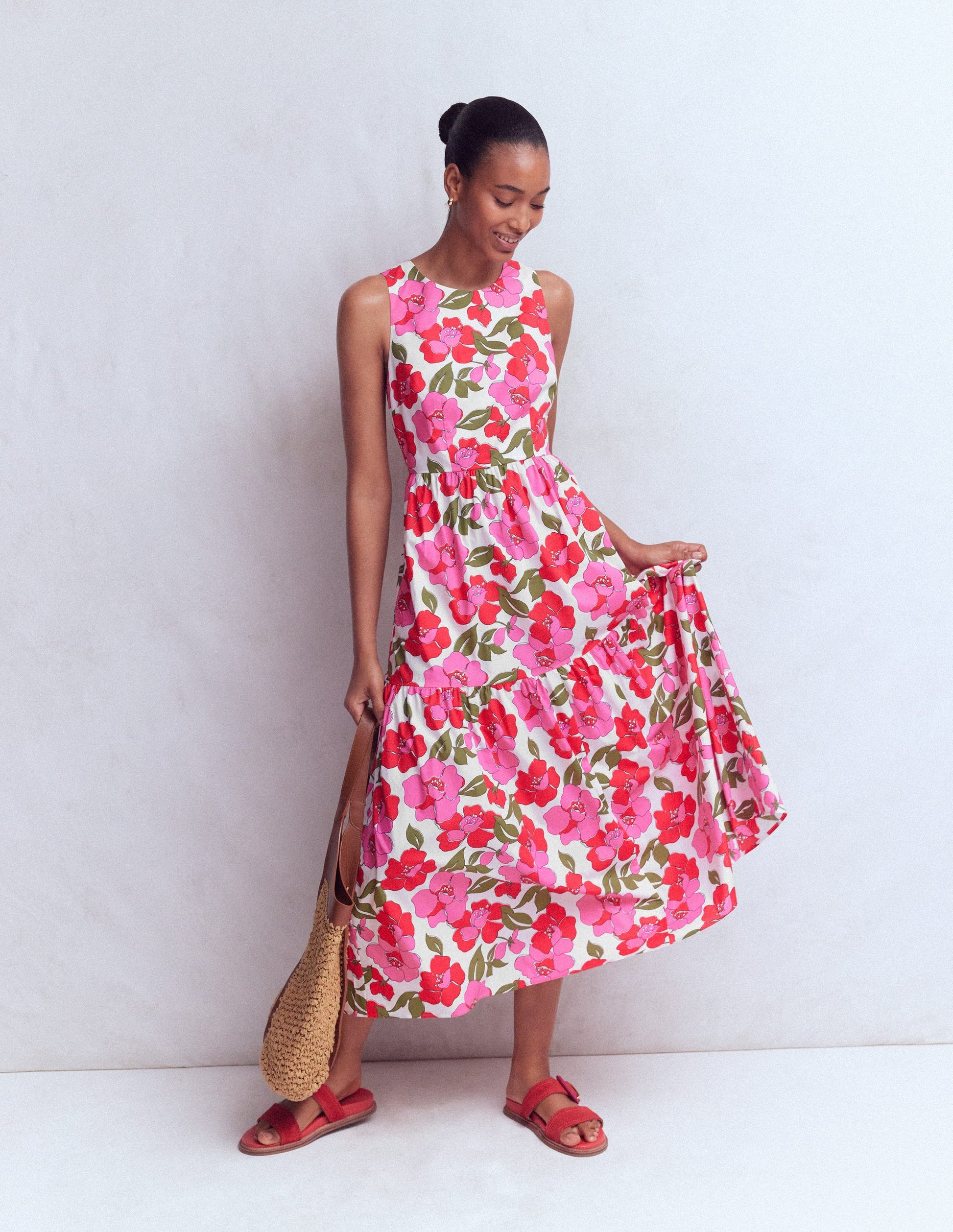 Ärmelloses Popeline-Kleid-Rosa Strahlende Blüte-7