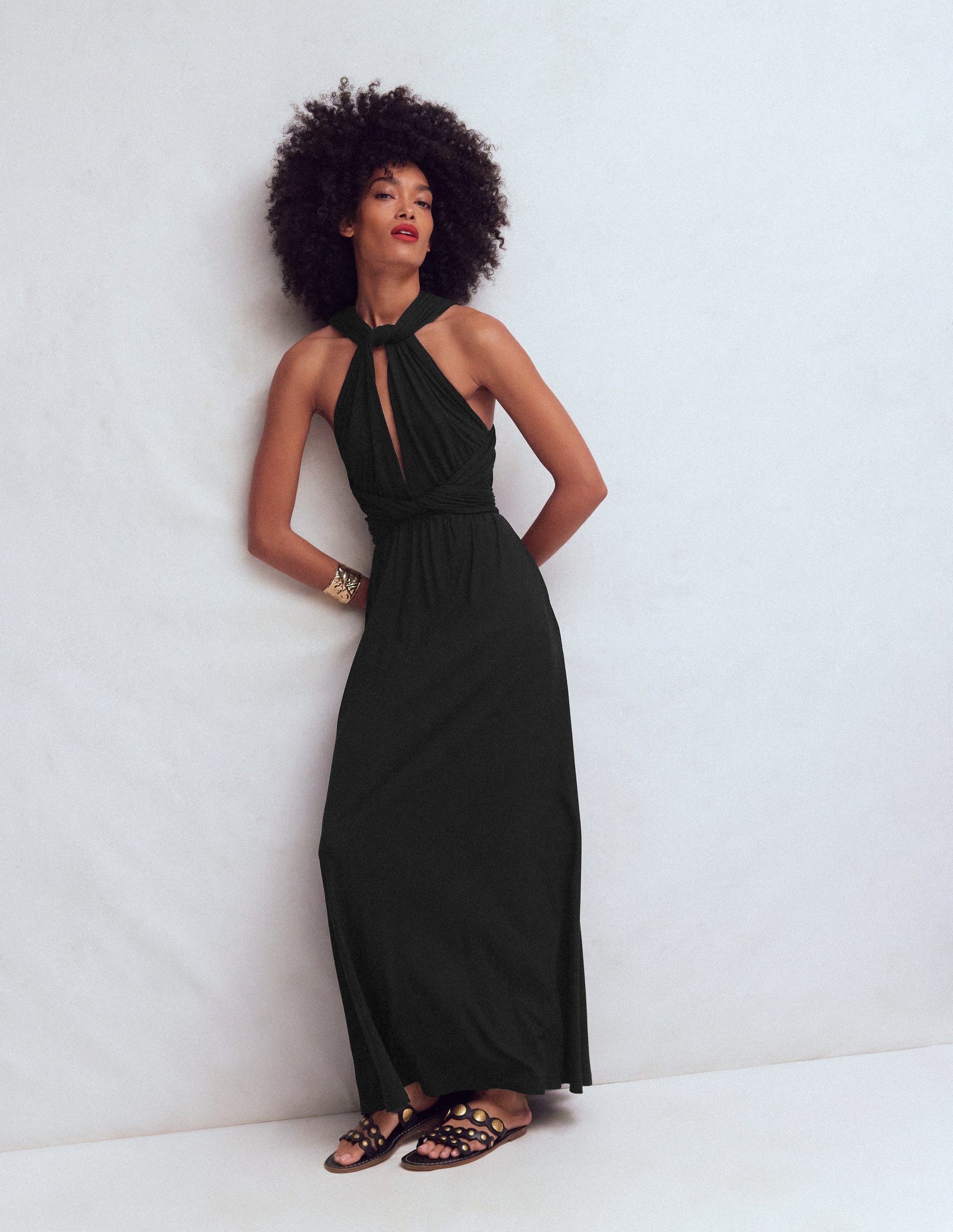 Multiway-Maxikleid aus Jersey-Schwarz-4