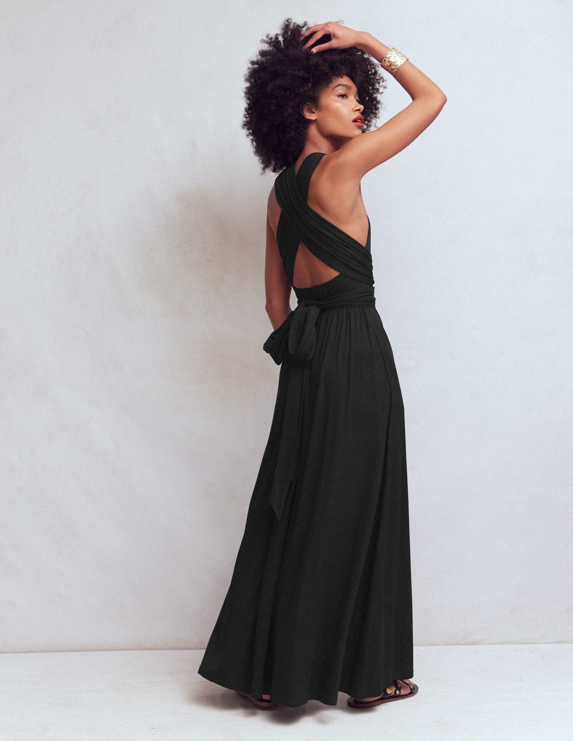 Multiway-Maxikleid aus Jersey-Schwarz-5