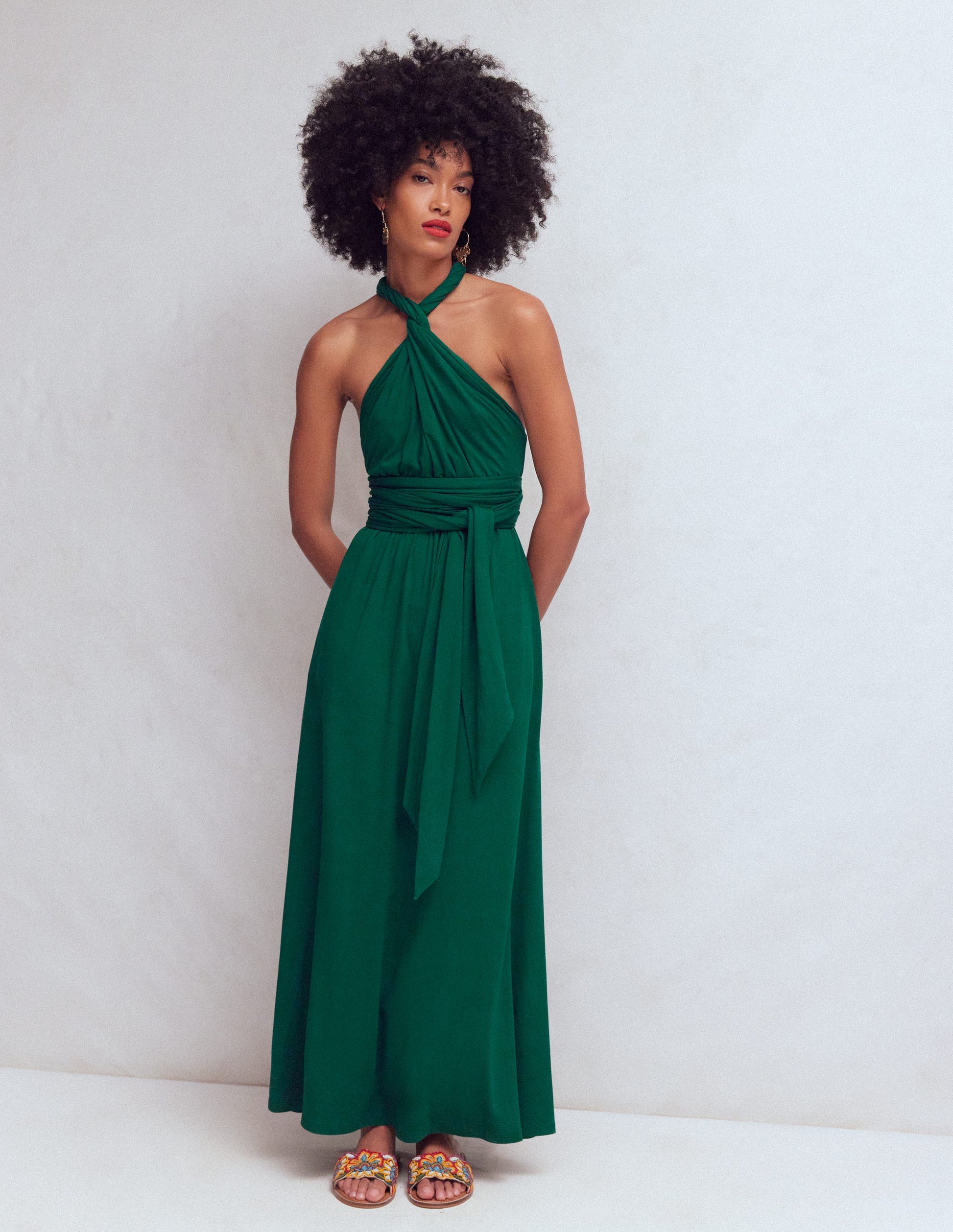 Multiway-Maxikleid aus Jersey-Dunkles Smaragdgrün-4