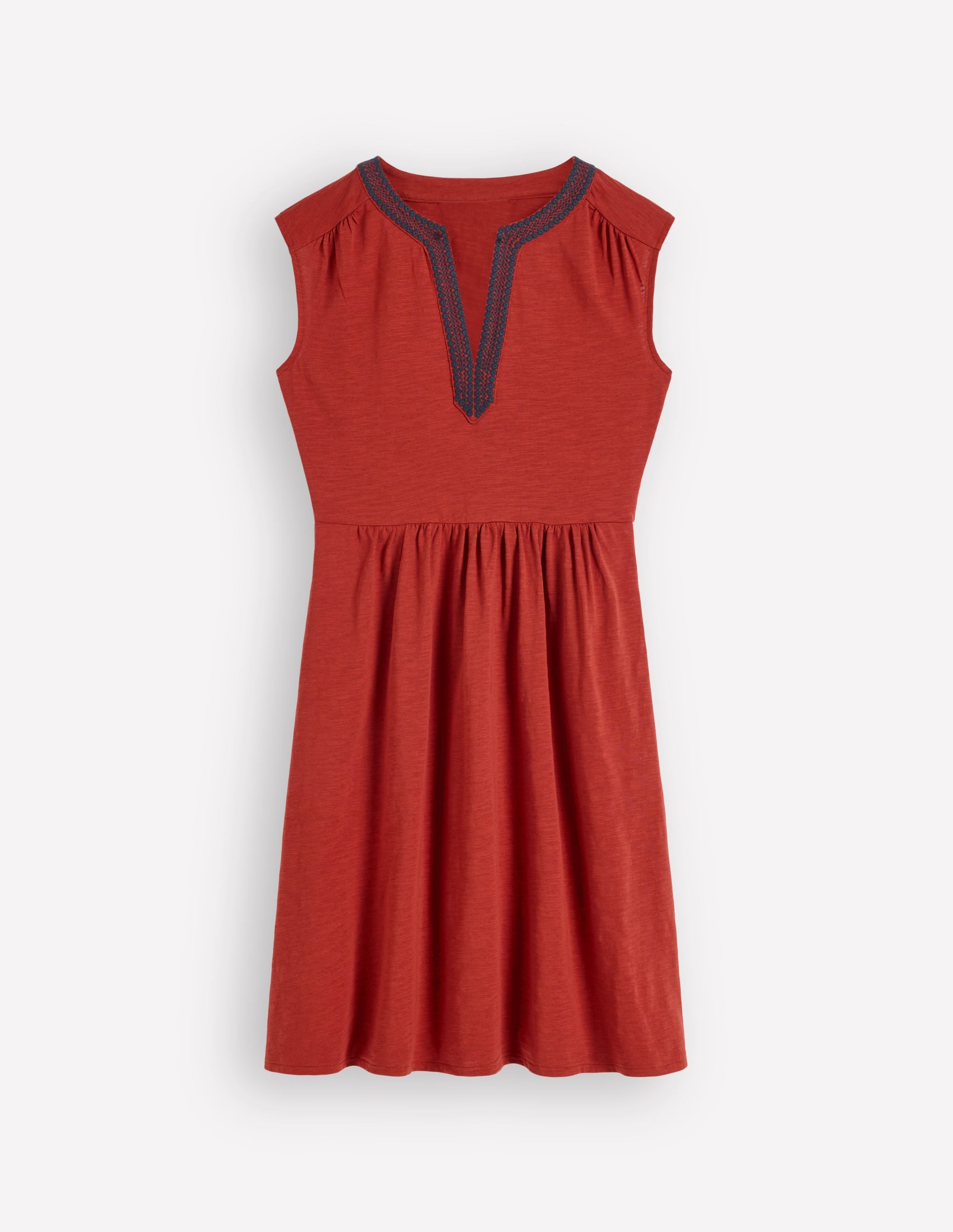May Kurzes, besticktes Kleid-Braun-Orange - Image 6
