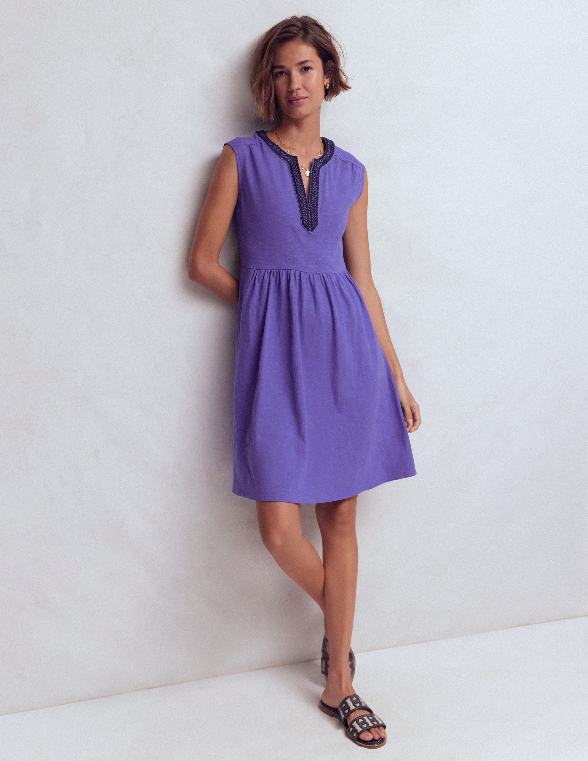 May Kurzes, besticktes Kleid-Han Violett - Image 1