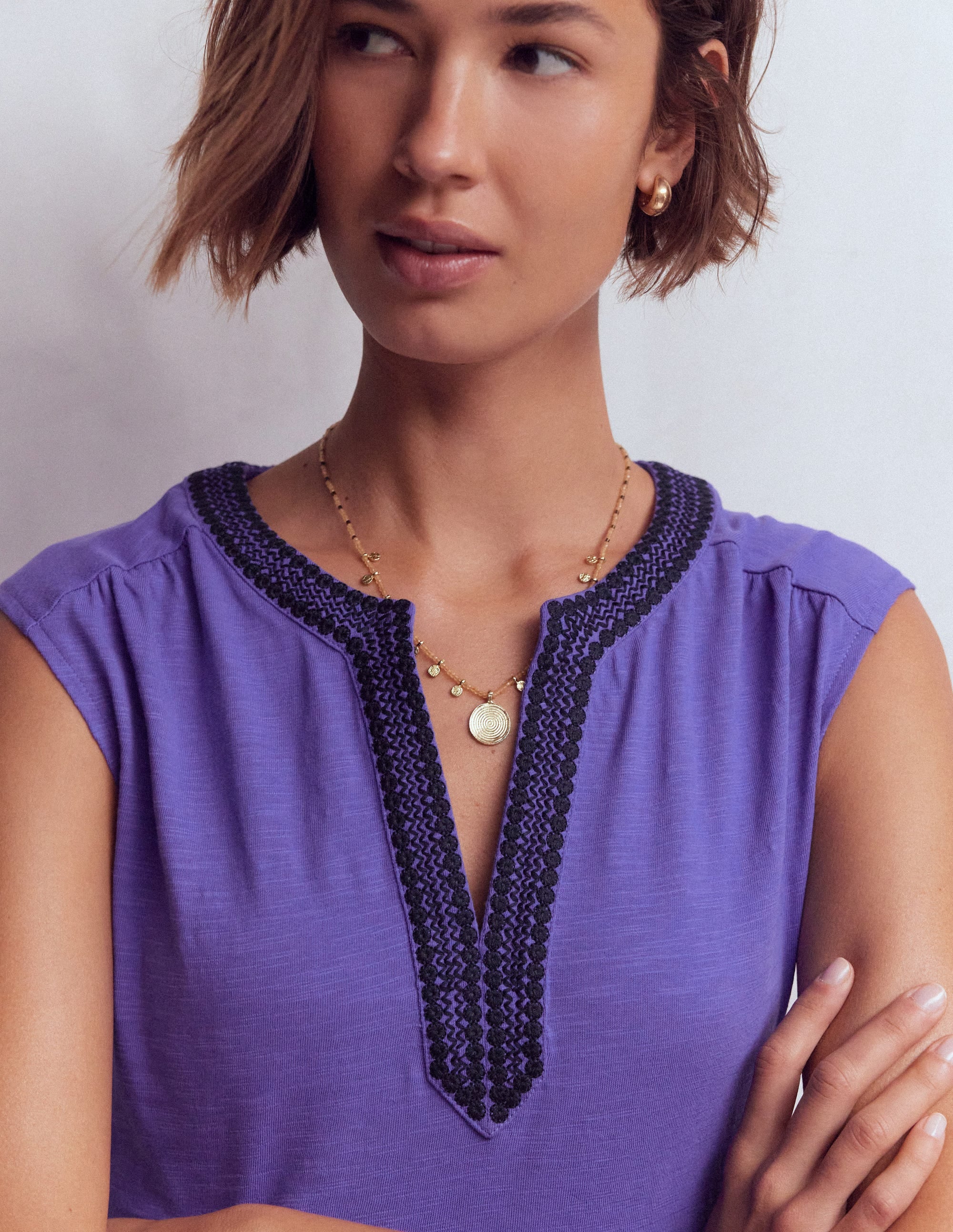 May Kurzes, besticktes Kleid-Han Violett - Image 2
