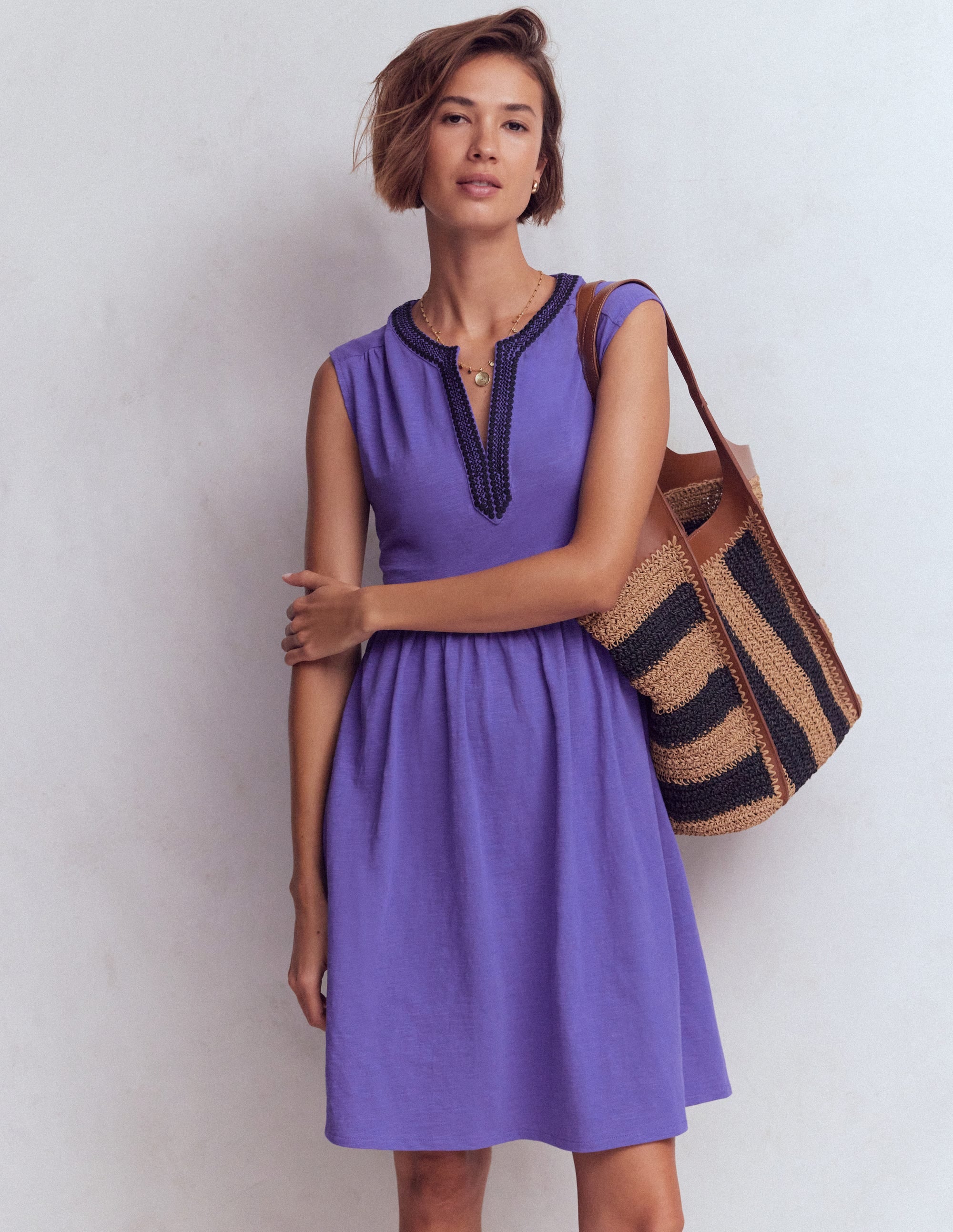 May Kurzes, besticktes Kleid-Han Violett - Image 5