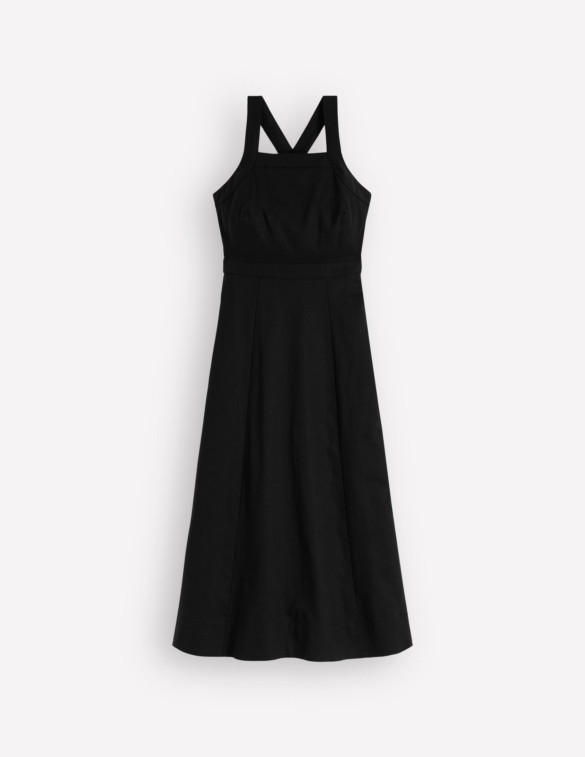 Kleid aus Leinenmischmischgewebe mit überkreuzten Rückenträgern-Schwarz-5