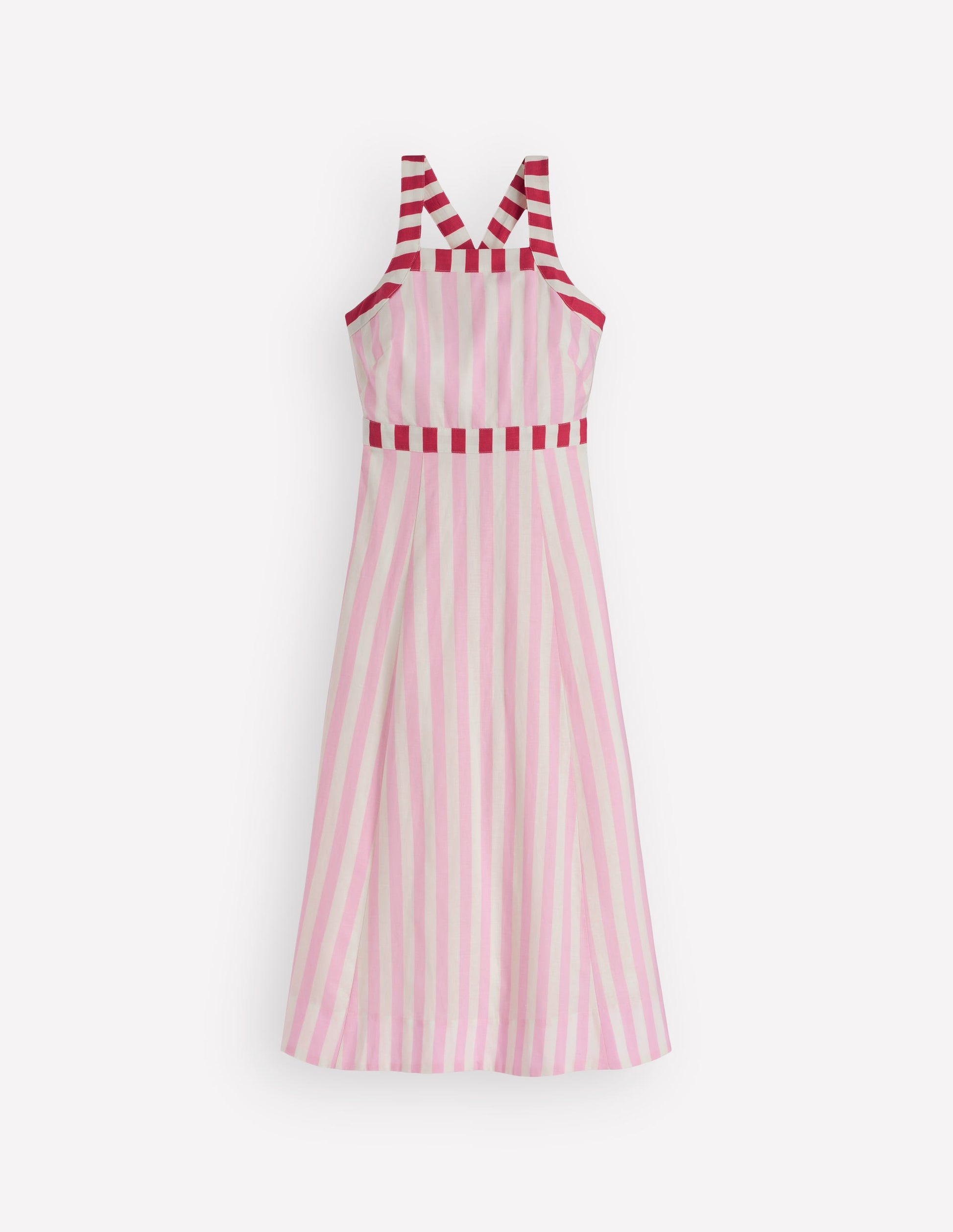 Kleid aus Leinenmischmischgewebe mit überkreuzten Rückenträgern-Orchideenrosa Streifen-8