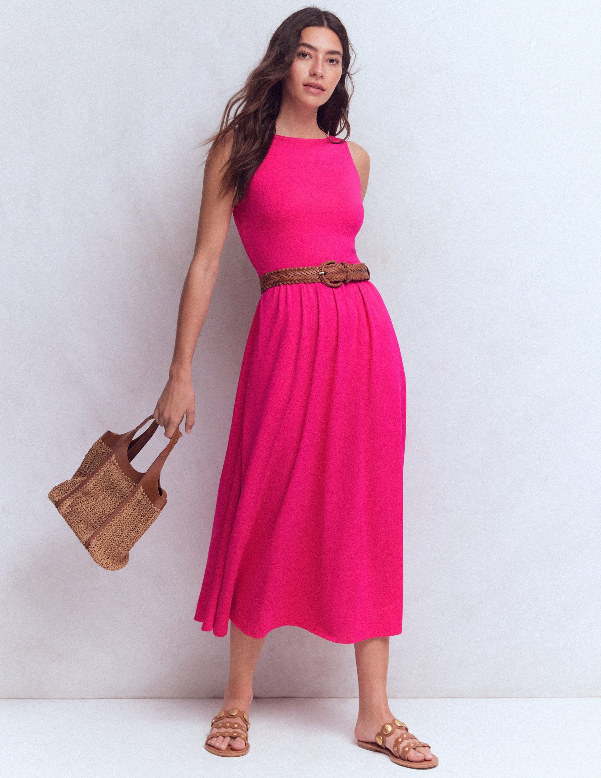 Saoirse Gesmoktes Jerseykleid-Hellrosa-1