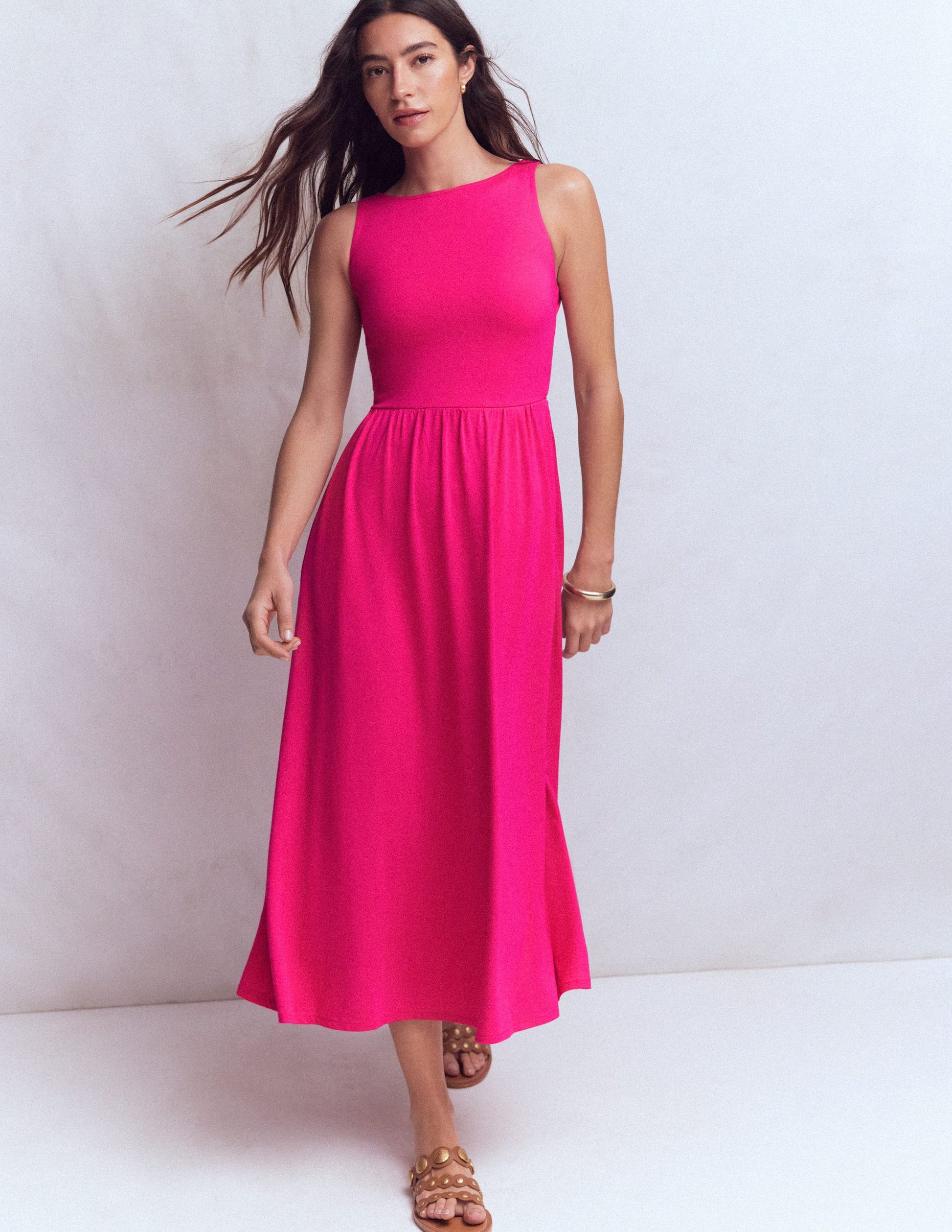 Saoirse Gesmoktes Jerseykleid-Hellrosa-5