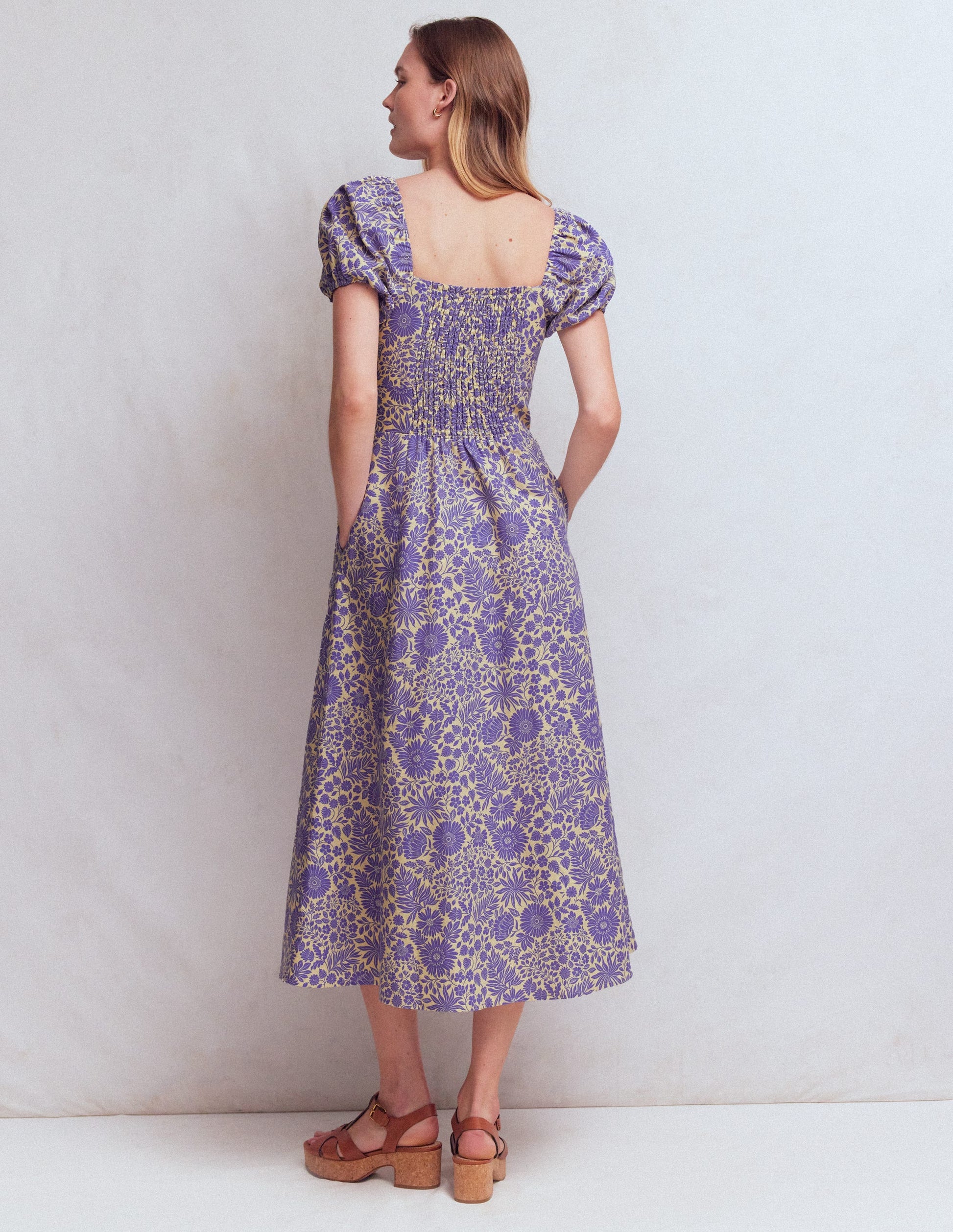 Twist Front Linen Blend Dress-Han Purple, Flowerbed Bloom-4