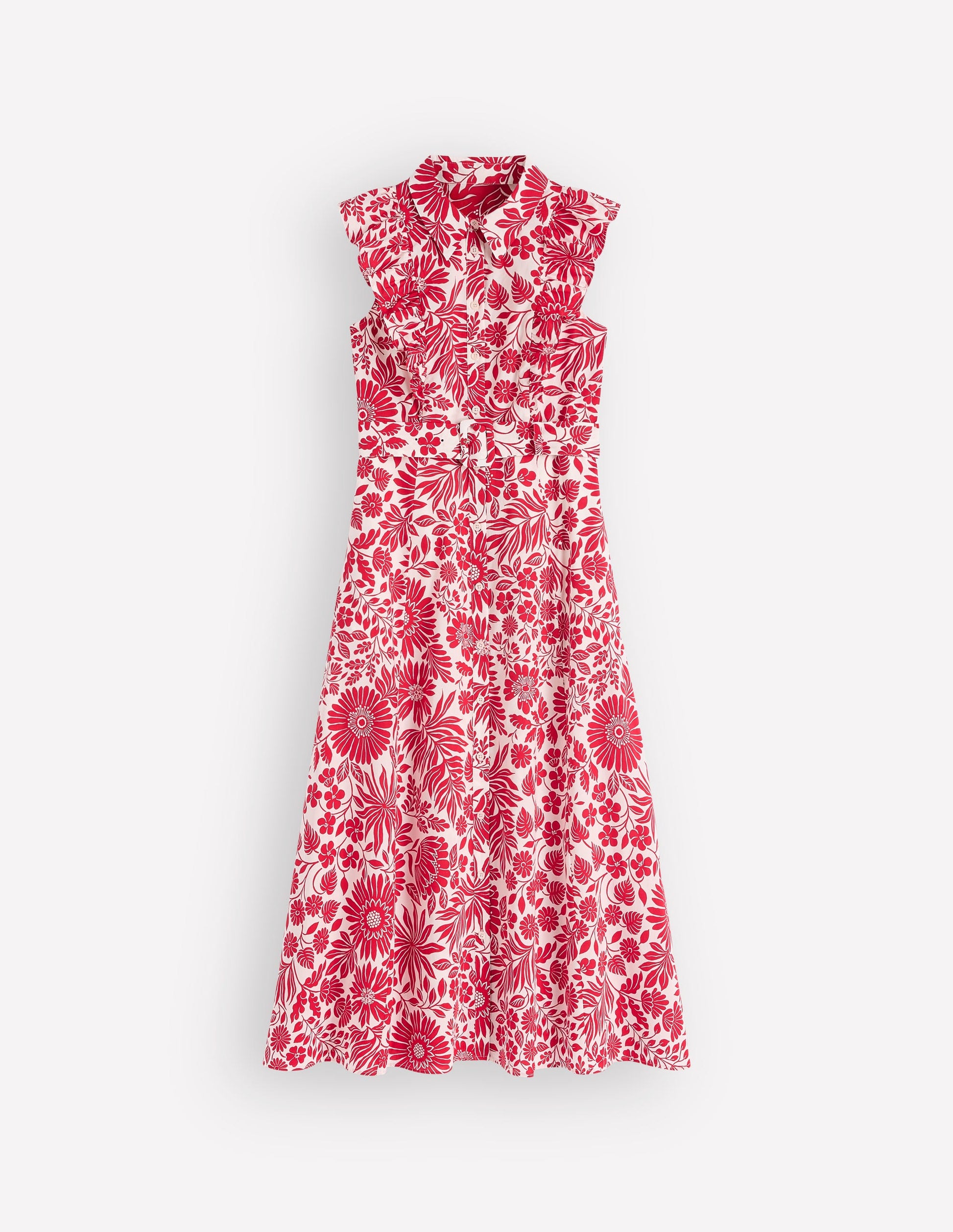 Hemdblusenkleid mit gerüschtem Oberteil-Merida-Rot, Blühendes Blumenbeet-6