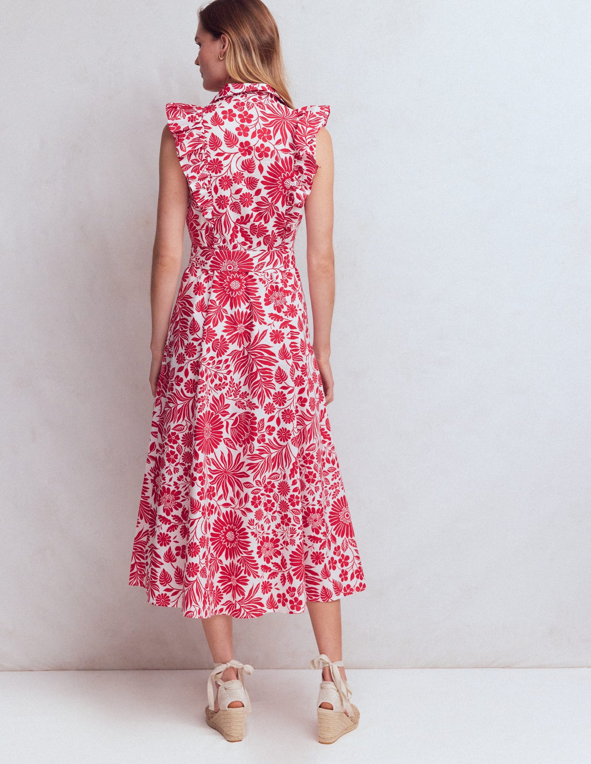 Hemdblusenkleid mit gerüschtem Oberteil-Merida-Rot, Blühendes Blumenbeet-3