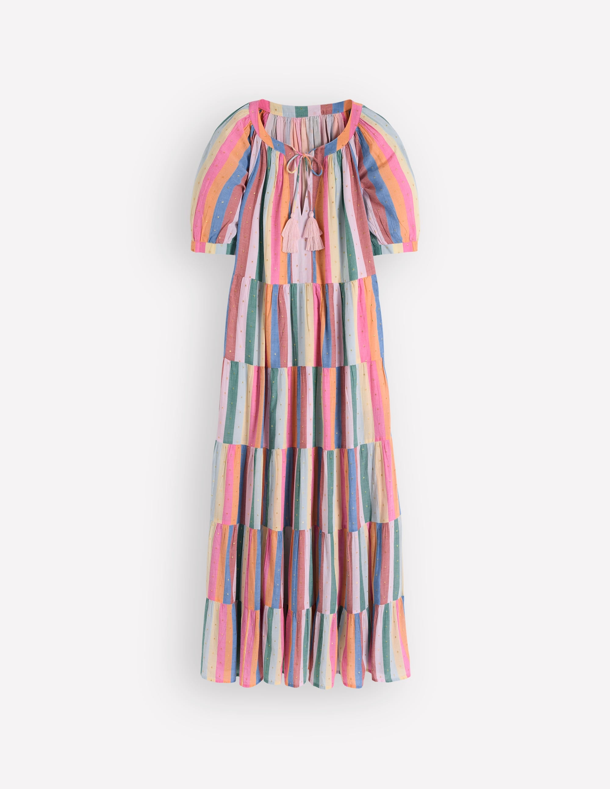 Buntes Maxikleid mit Stufen-Bunt Streifen - Image 8