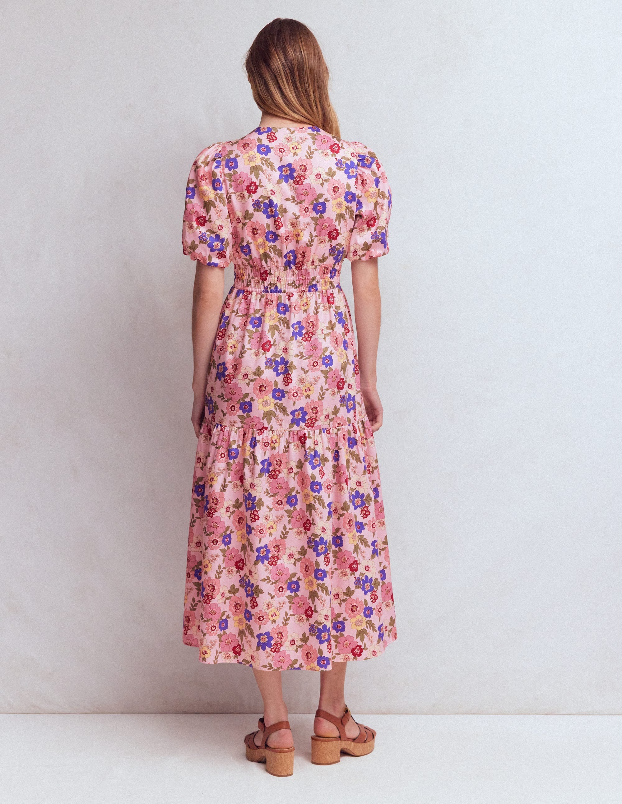 Irene Baumwollkleid mit Puffärmeln-Rosa, Blühender Garten - Image 3