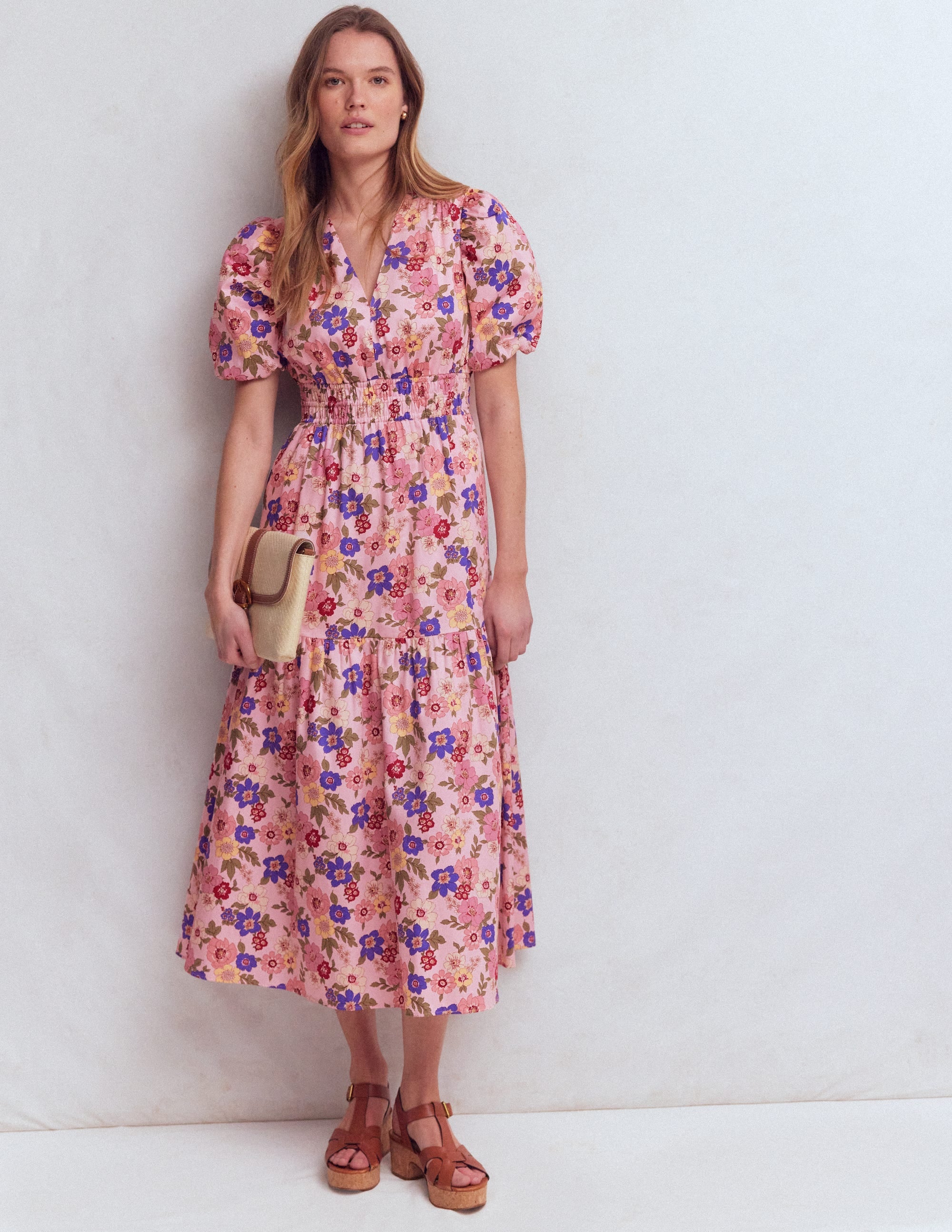 Irene Baumwollkleid mit Puffärmeln-Rosa, Blühender Garten - Image 4