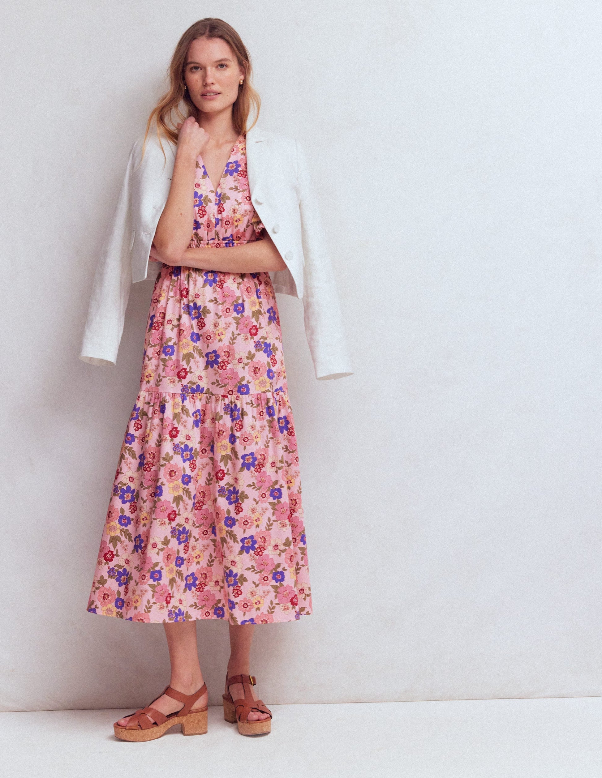 Irene Baumwollkleid mit Puffärmeln-Rosa, Blühender Garten-6