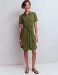 Patti Kurzes Jersey-Hemdblusenkleid-Waldgrün