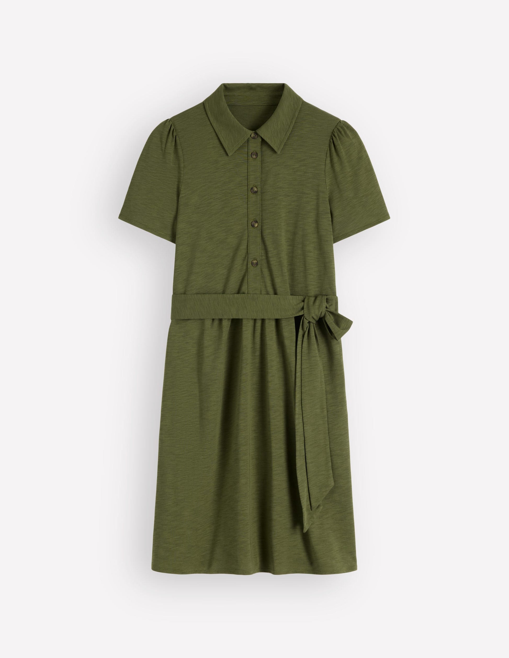 Patti Kurzes Jersey-Hemdblusenkleid-Waldgrün-5