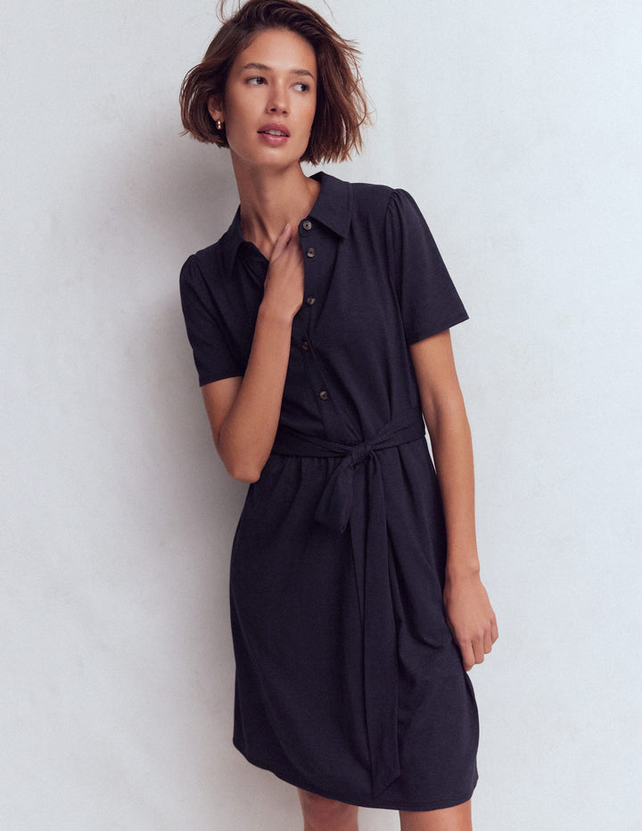 Patti Kurzes Jersey-Hemdblusenkleid-Marineblau