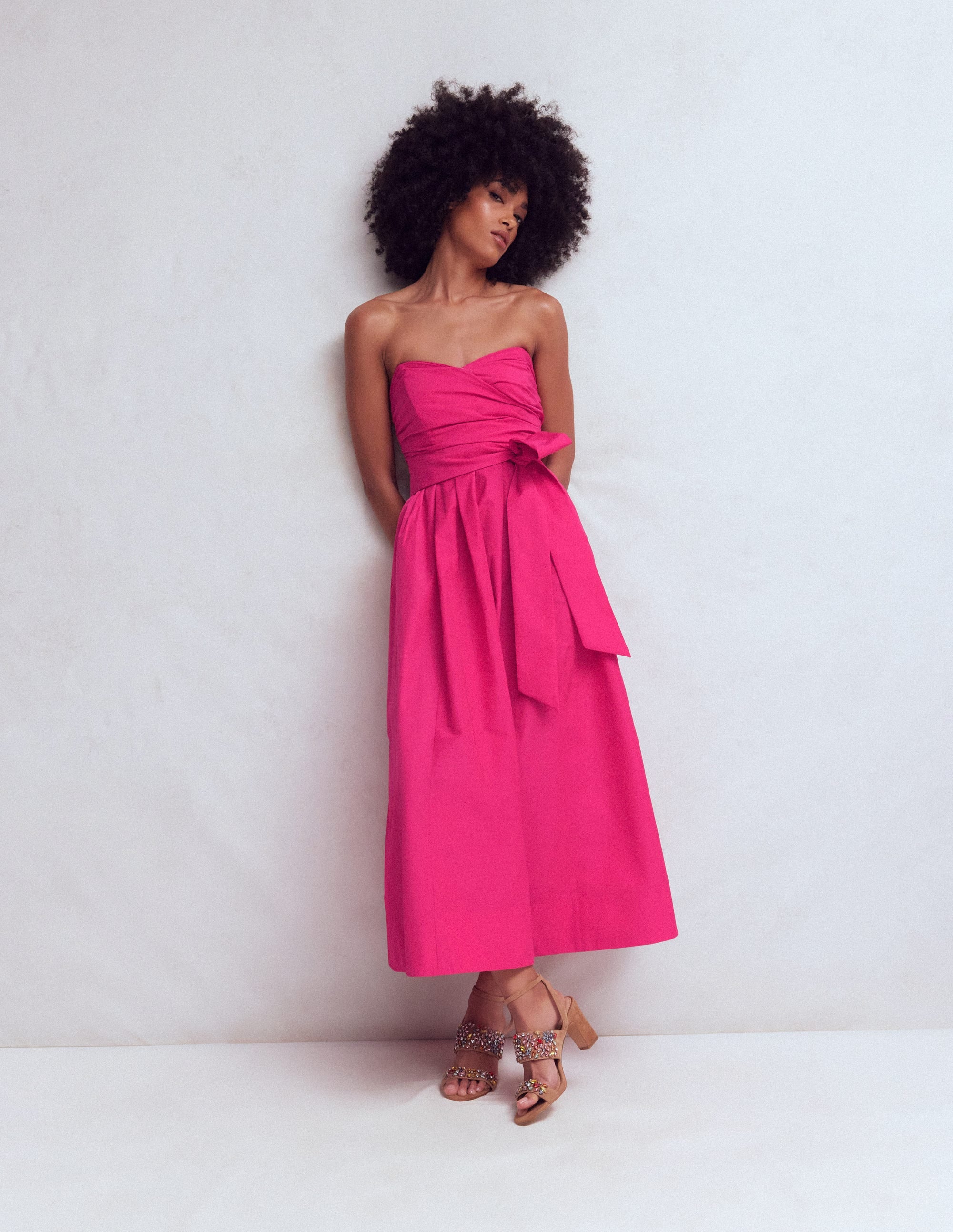 Trägerloses Taftkleid-Hellrosa - Image 4