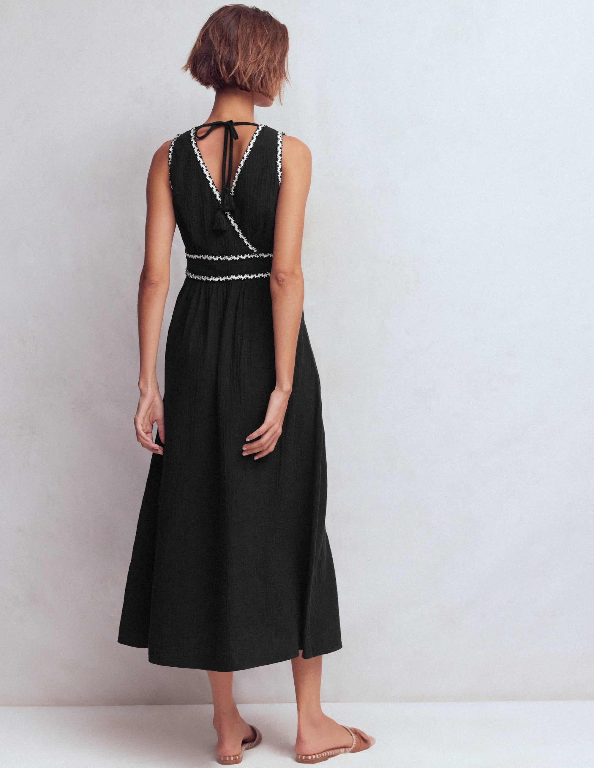 Lorna Doppeltuch-Kleid mit Besatz-Schwarz Naturweiß - Image 3