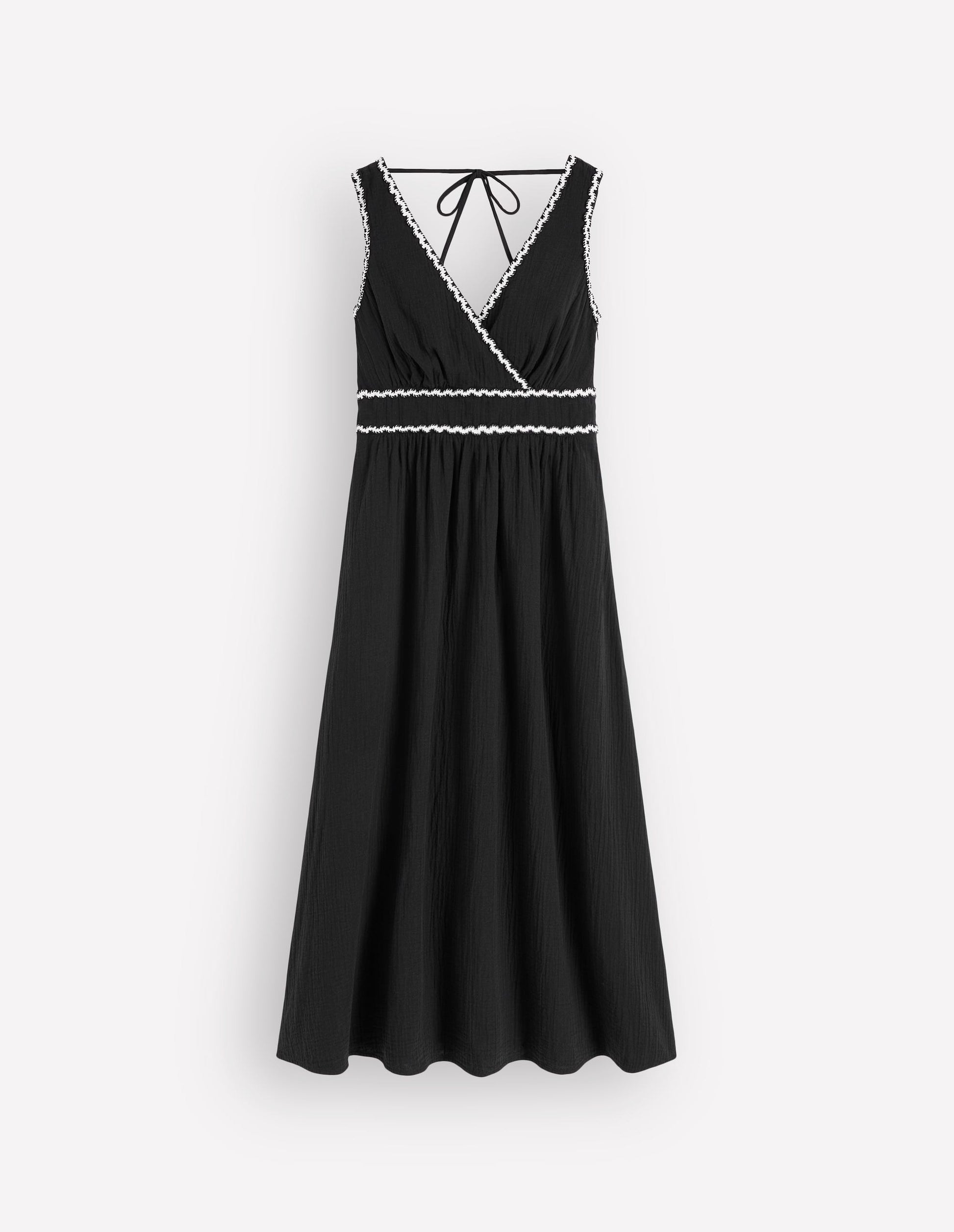 Lorna Doppeltuch-Kleid mit Besatz-Schwarz Naturweiß-6