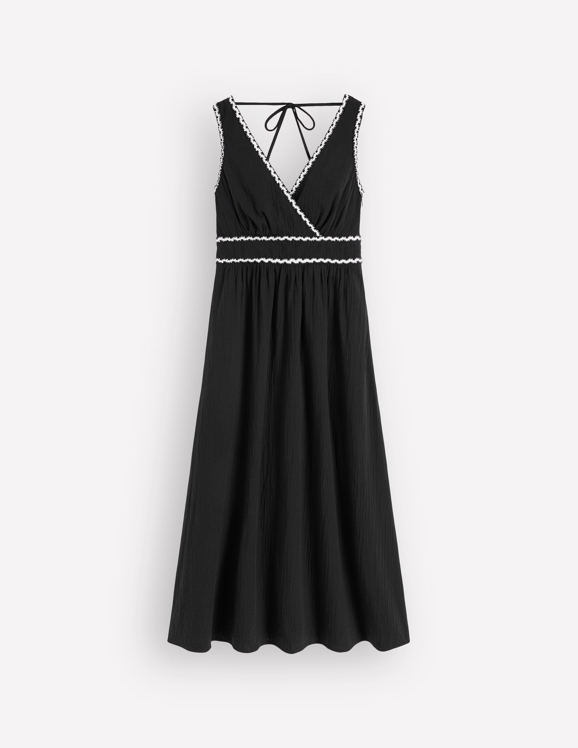 Lorna Doppeltuch-Kleid mit Besatz-Schwarz Naturweiß - Image 6