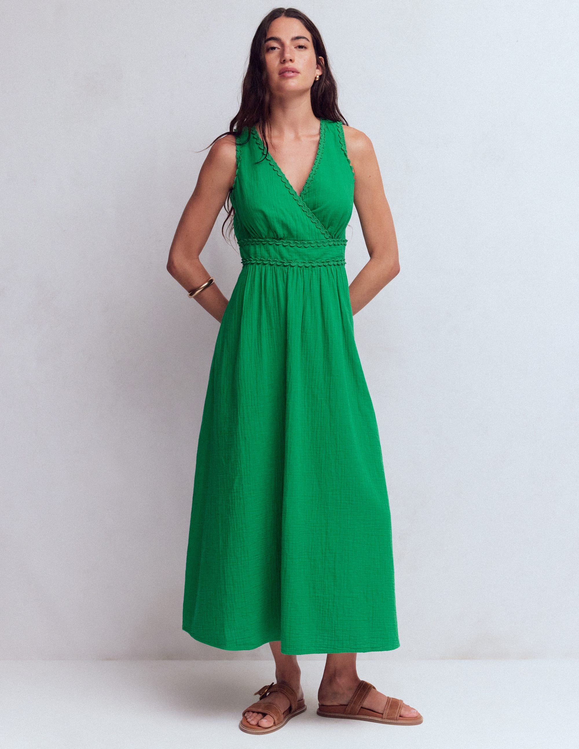 Lorna Doppeltuch-Kleid mit Besatz-Grünes Tamburin - Image 4