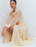 Robe à manches blousantes en dentelle-Dentelle ivoire
