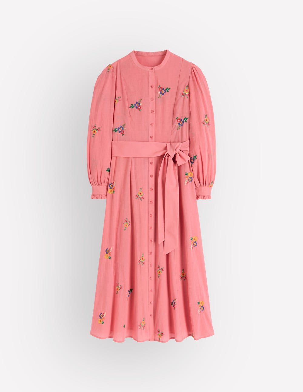Embroidered Shirt Dress-Pink Embroidery - Image 8