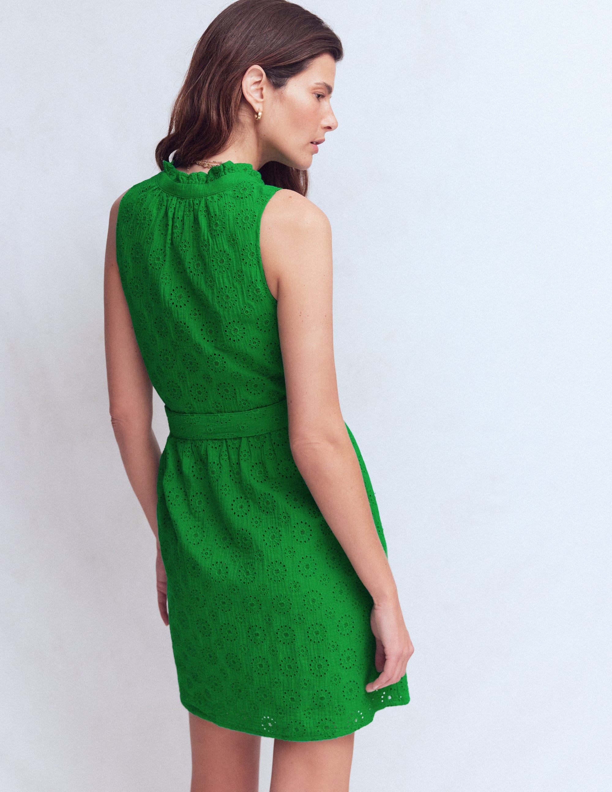 Robe courte Viv double-étoffe-Broderie anglaise vert des Highlands - Image 3