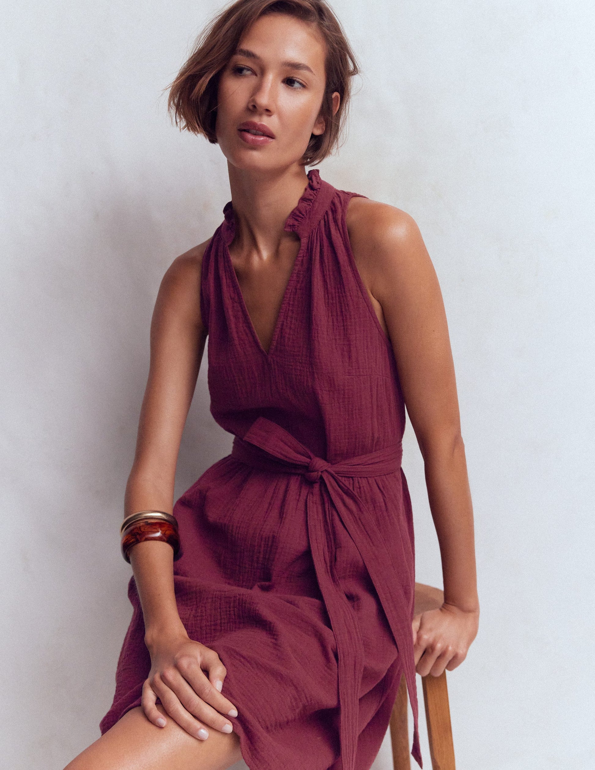 Viv Kurzes Doppeltuch-Kleid-Dunkelviolett-1