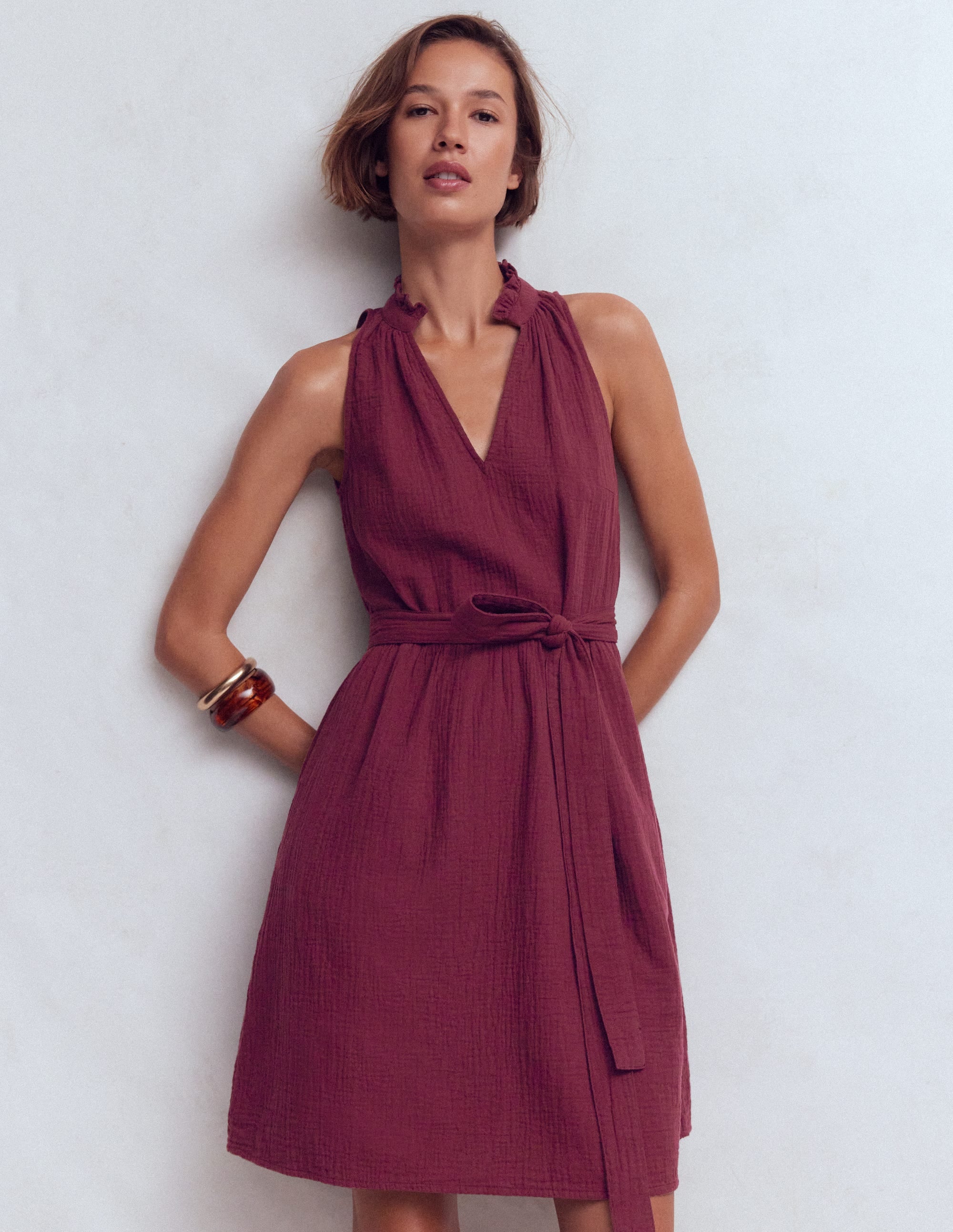 Viv Kurzes Doppeltuch-Kleid-Dunkelviolett - Image 5
